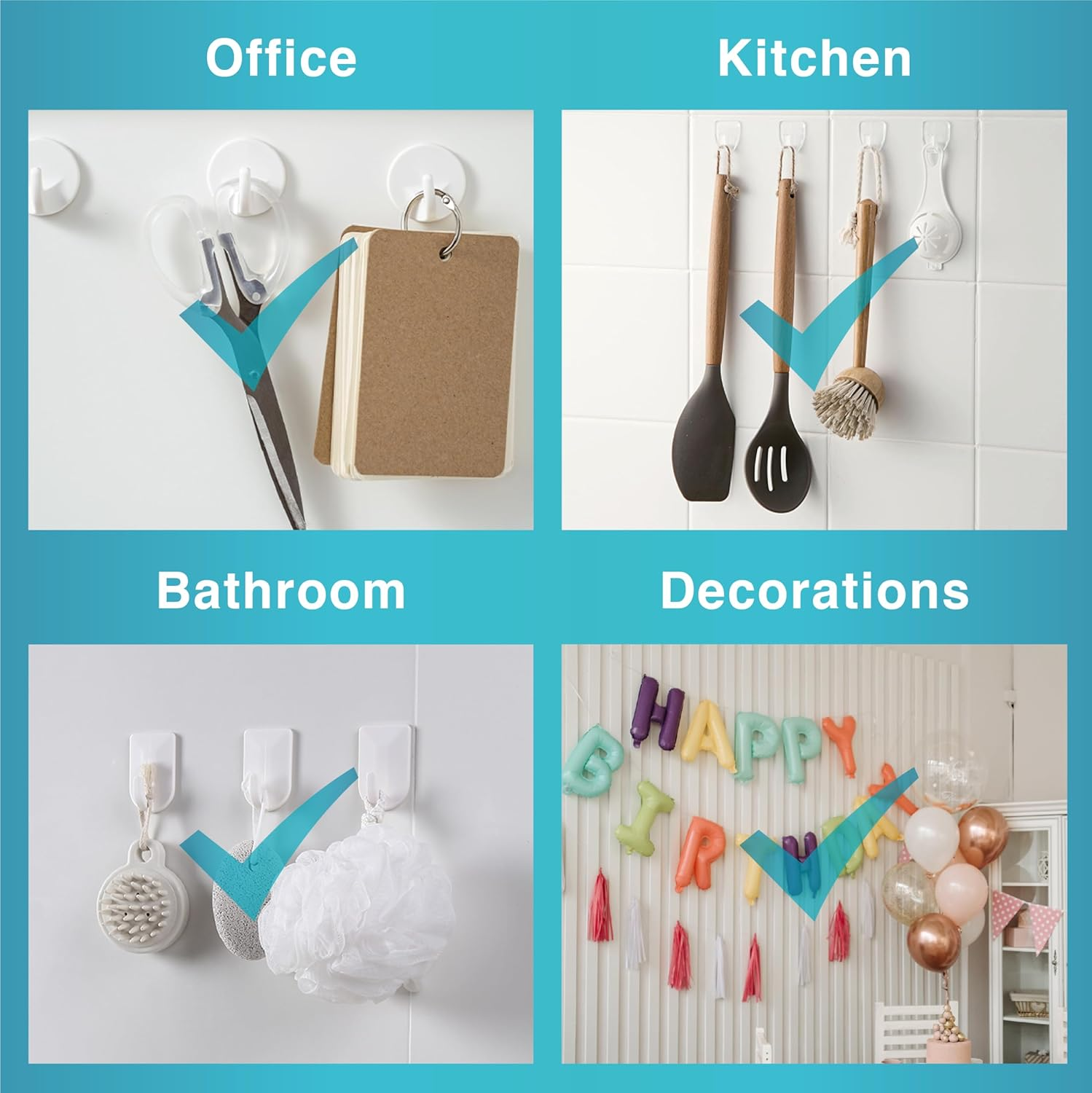 Jellysub 60 Pieces Medium Double Sided Adhesive Strips, Heavy Duty Damage Free Picture Hanging Replacements for Indoor Hooks Caddies, Water-Resistant image number 5