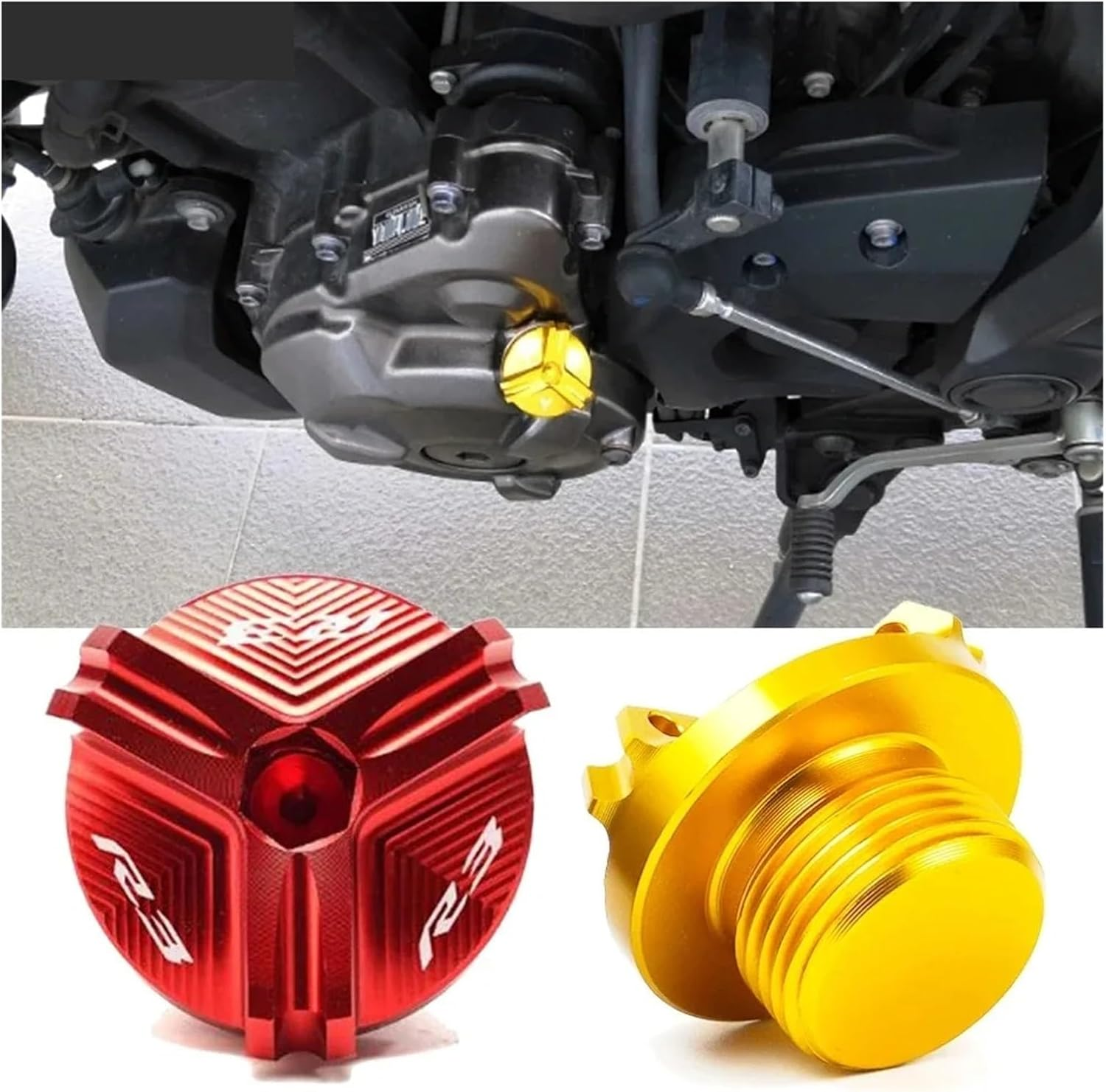 Compatible with R3 YZF-R3 YZFR3 2015-2024 Motorcycle Front Rear Brake Fluid Reservoir Cap Cylinder Cover Guard Oil Filler Cap R3(D-Blue) image number 3