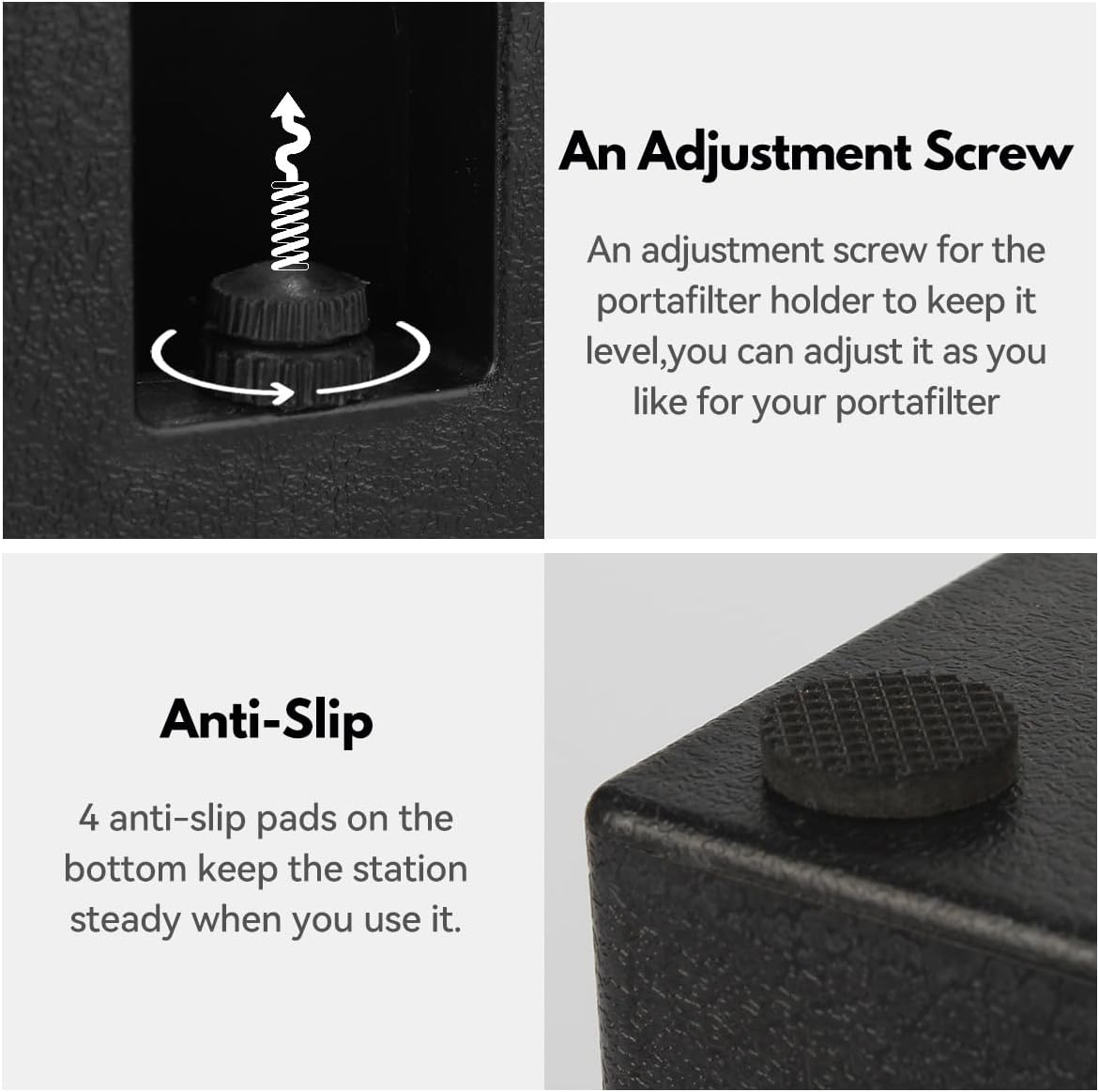 Coffee Tamping Station Anti-Slip Plastic Espresso Tamper Stand Solid Holder for Portafilters, Tamper and Distributor (Black image number 5