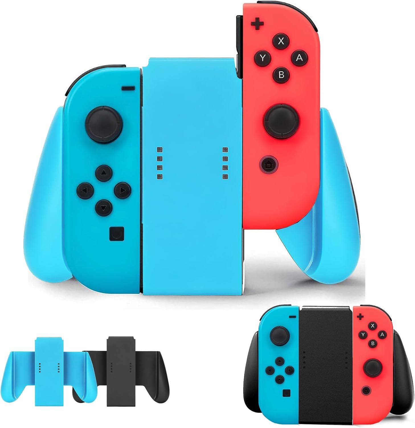 Syekcl Switch Grip Handle Bracket Support Holder, Hand Grips for Nintendo Switch Controllers Joycon Comfort Grip Compatible with Nintendo C (Black and Blue) image number 3