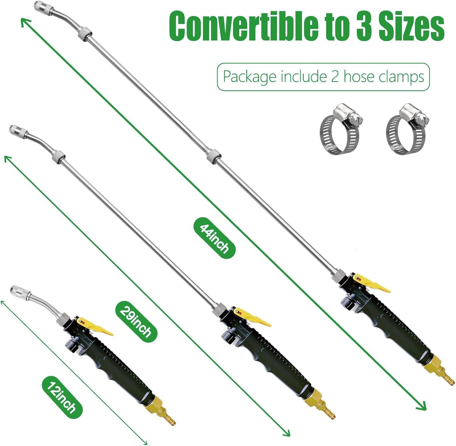 Adjustable Universal Sprayer Wand with 3/8" Brass Barb, Stainless Steel Replacement with Shut off Valve (44 Inches) image number 2