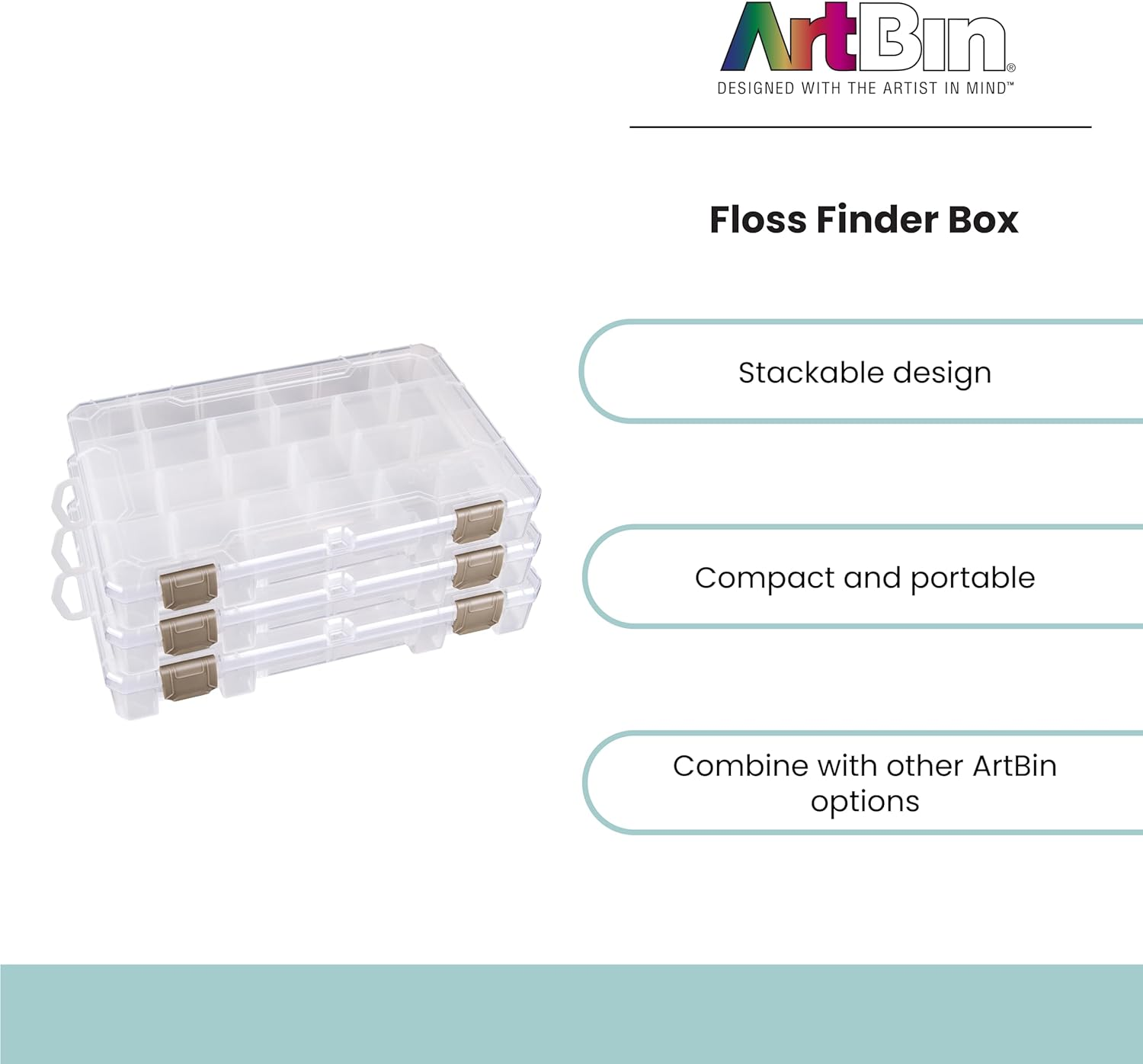 Artbin Floss Finder with Dividers10.75 7.375-Inch X 1.75-Inch Translucent, Acrylic, Multicoloured, 1.65 X 10.65 X 6.9 Cm image number 1