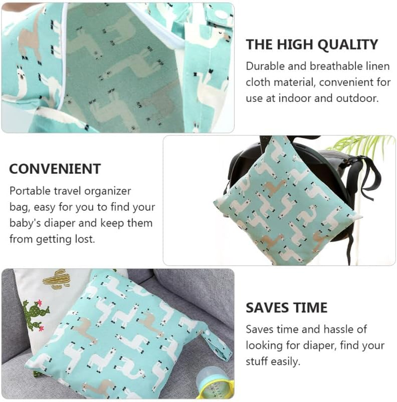 Totority Reusable Wet Dry Diaper Storage Bags 2Pcs Waterproof Linen Hanging Organizer for Baby Nursery, Travel, Clothes, and Diapers image number 4