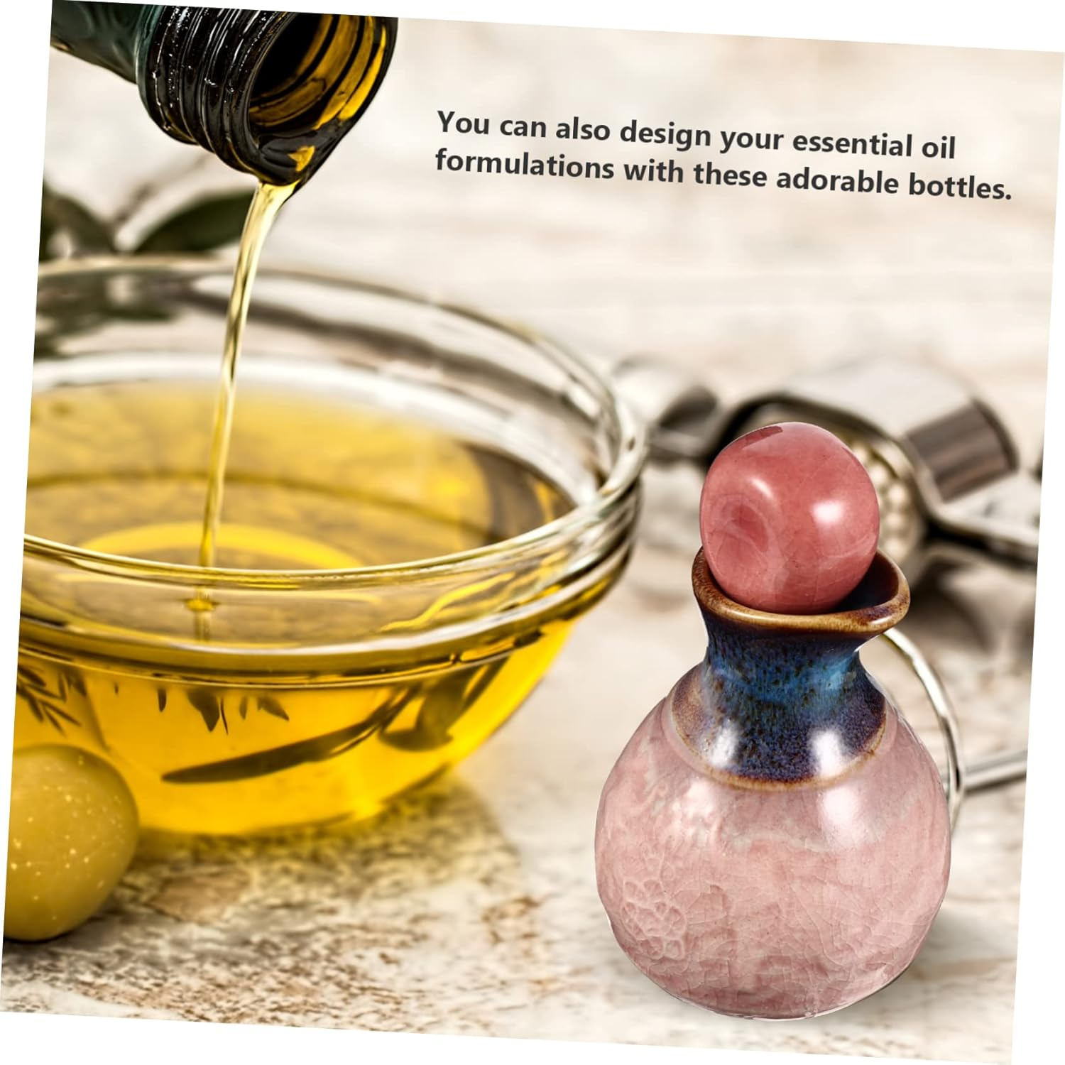 Small Essential Oil Perfume Bottle Dripping Stopper Decor Ceramic Travel Aromatherapy Bottle