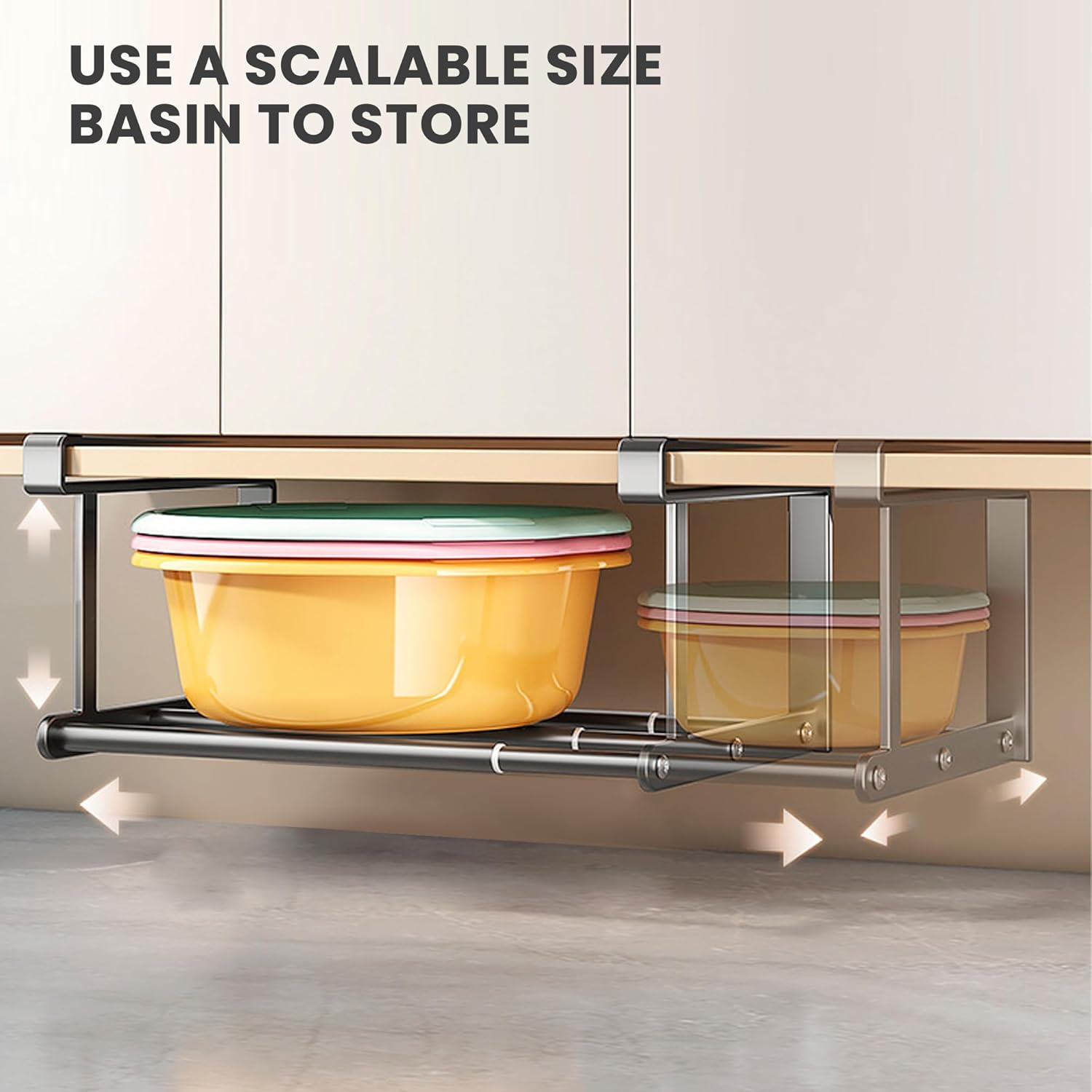 Expandable Shoe Rack Organizer - Adjustable Shoe Rack & under Cabinet Shelf - for Shoe or Clothing Storage and Organization, under Shelf Storage (30-50) image number 1