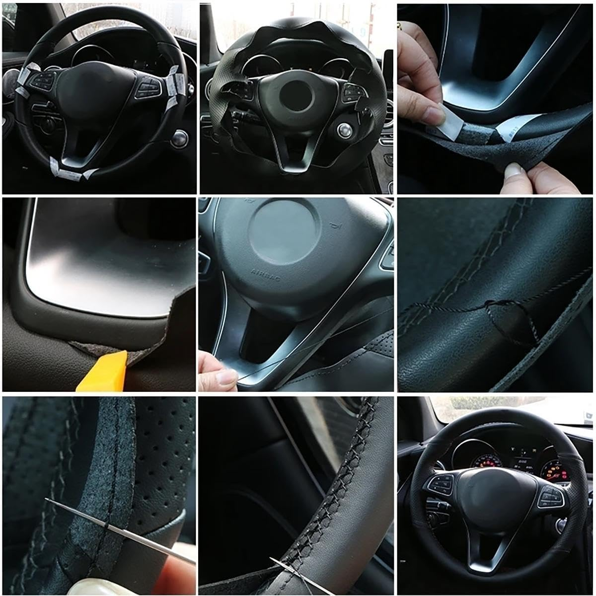 Fit for Mazda CX-5 (KE) 2012-2017,Stitch Steering Wheel Cover,Car Wheel Cover Black,Steering Wheel Leather Wrap,Car Accessories image number 1