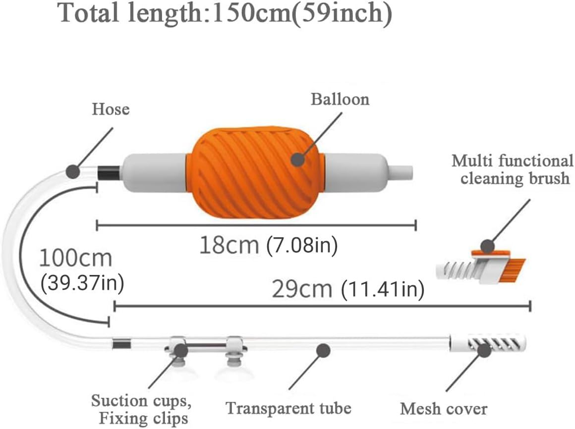 AIMALL IX-1 Fish Tank Water Changer, Multifunctional Aquarium Cleaning Kit with Manual Pump, Efficient Fish Waste Removal, 59-Inch Total Length image number 1