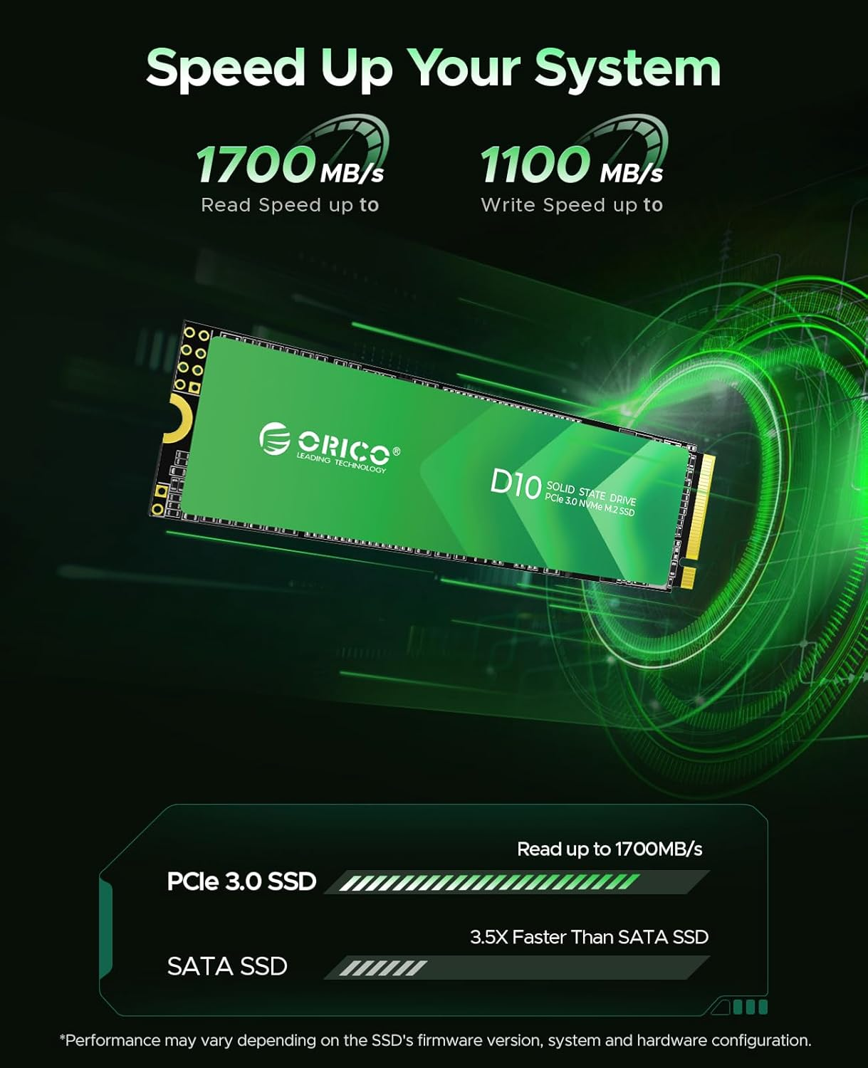 ORICO 128GB M.2 Nvme SSD, Pcie Gen3X4 2280 SSD - up to 1700Mb/S, Internal Solid State Drive with TLC NAND Flash, Compatible with Raspberry Pi 5 Desktop Laptop - D10 image number 2