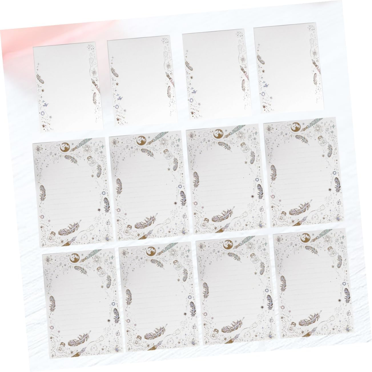 Operitacx Hot Stamping Quill Pattern Letter Paper Envelopes Set Kraft Paper for Holiday DIY Writing Christmas Stationery