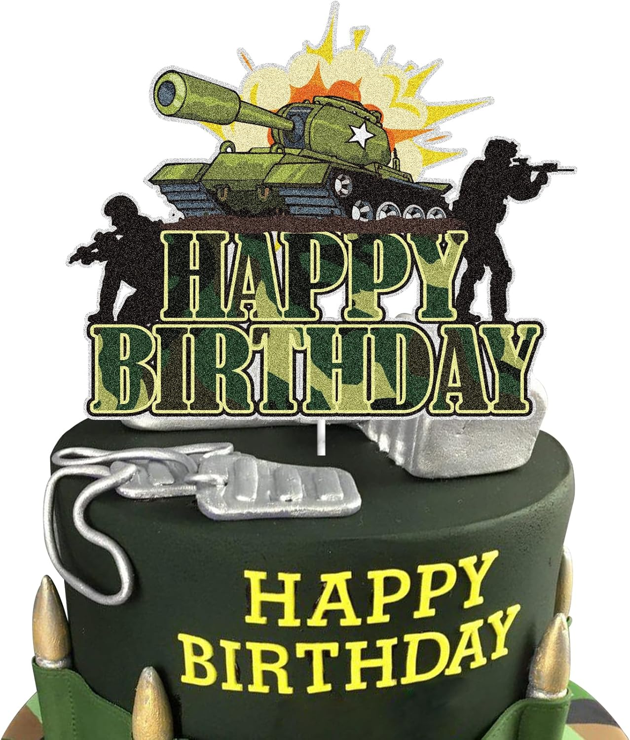 Happy Birthday Cake Topper Green Glitter, 6 Inch, 1 Count, Perfect for Birthday Parties image number 1