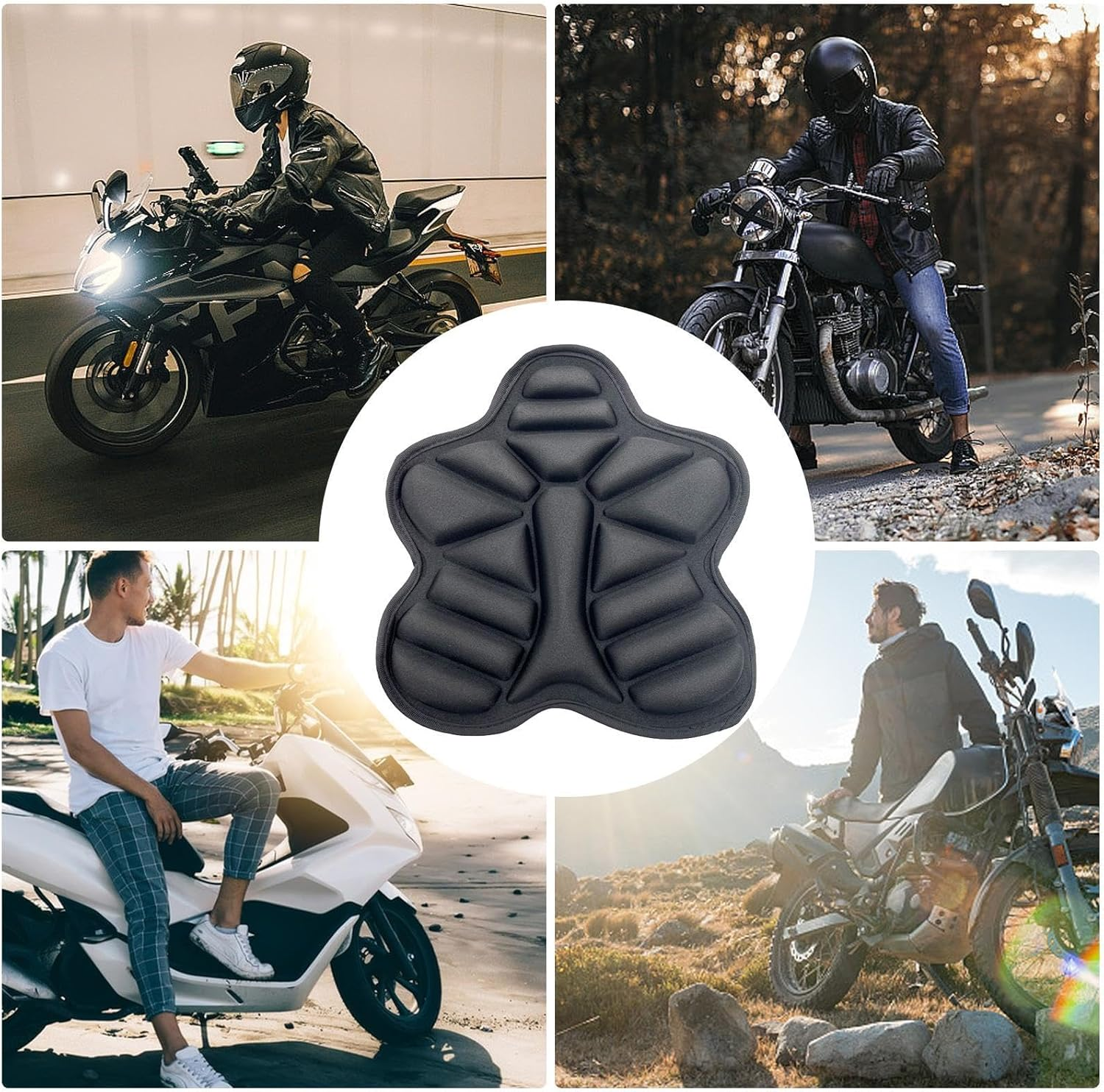 Motorcycle Seat Cushion - Breathable Motorcycle Air Cushion Seat Pad - anti Slip for Long Rides image number 6