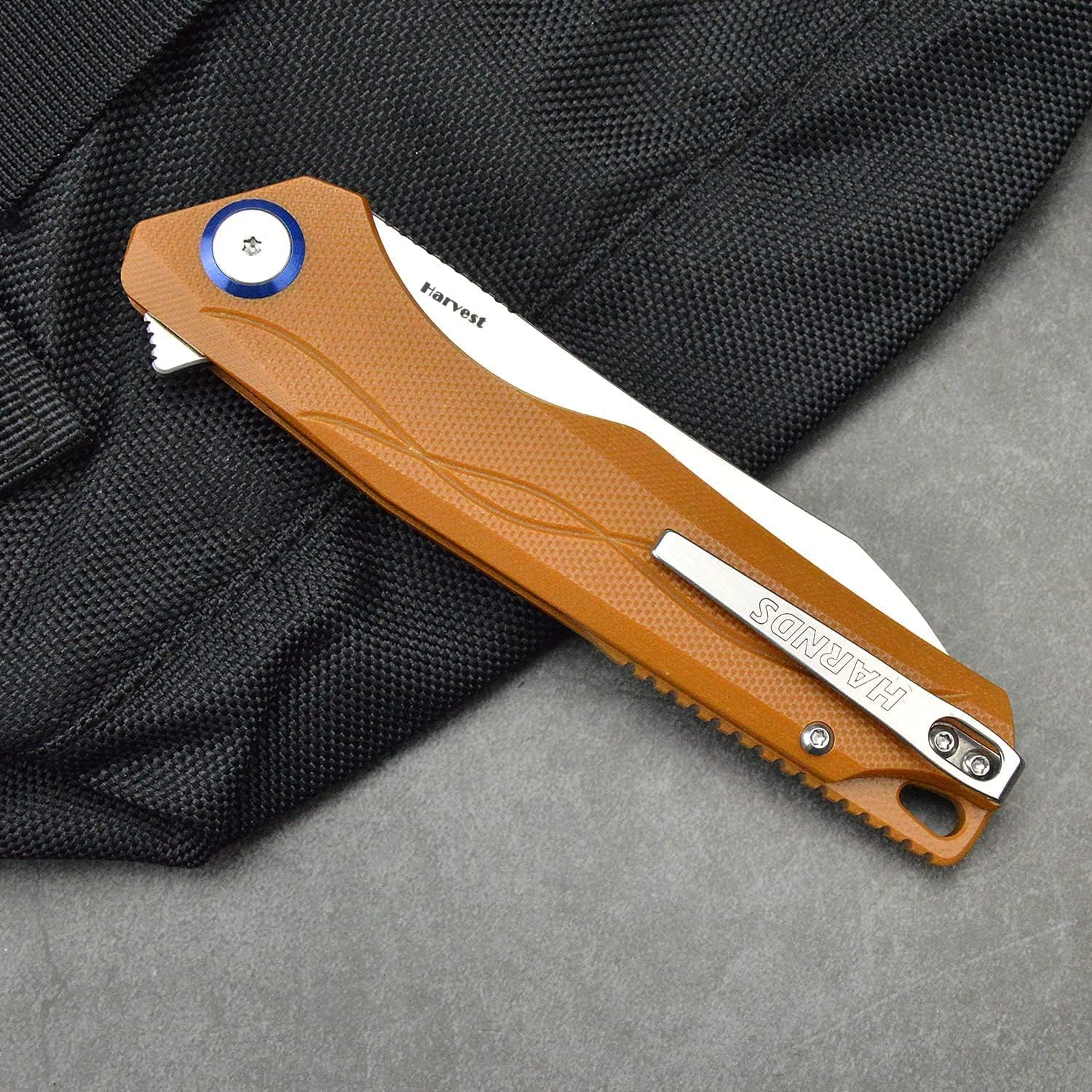 HARNDS Harvest Pocket Knife with Sandvik 14C28N Steel Folding Knife with G10 Handle for Camping Hunting Surviral (Brown) image number 3