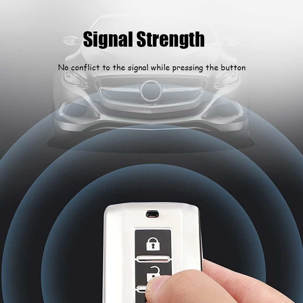 HIBEYO Key Fob Cover for Mitsubishi Outlander Sport Eclipse Cross ASX Mirage Fortis Car Accessoreis with Keychains 2022 - Blue image number 6