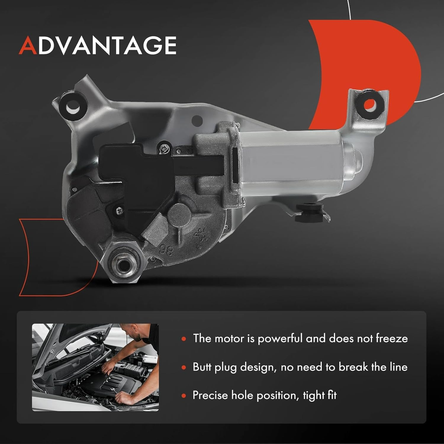 A-Premium Rear Windshield Wiper Motor Compatible with Honda CR-V CRV 2007 2008 2009 2010 2011, 2.4L, Sport Utility, 3-Pin, Replace # 76710-SWA-003, 76710SWA003 image number 6