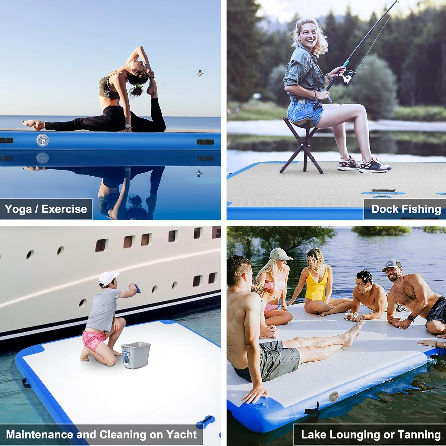6Ft/8Ft/10Ft/12Ft Floating Dock Water Platform, Multi-People Inflatable Floating Mat, Dock Platform for Lake/Boats/Island/Swimming Pool image number 1