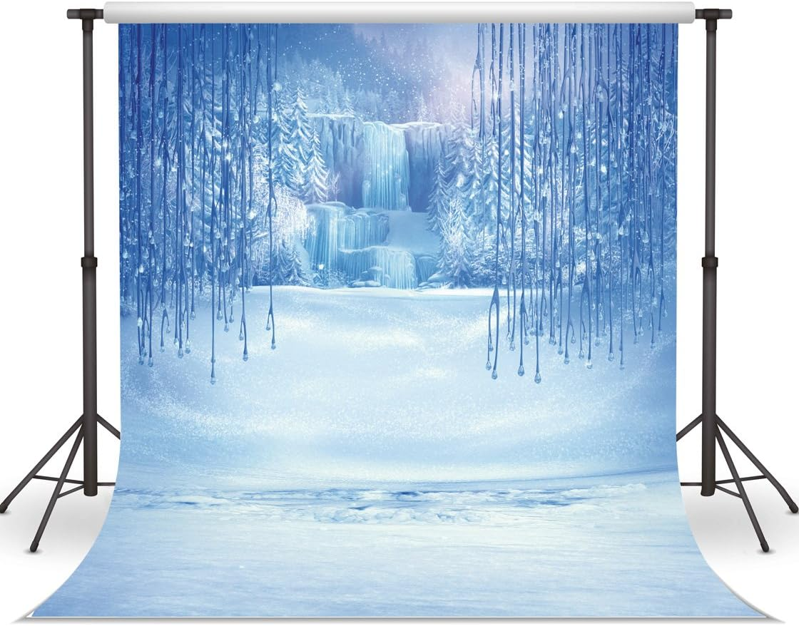 LYWYGG 8X10FT Ice and Snow White World Photography Backdrops Background Christmas Winter Snow Ice Crystal Pendant World for Children Photo Studio Props Backdrop CP-13-0810 image number 1