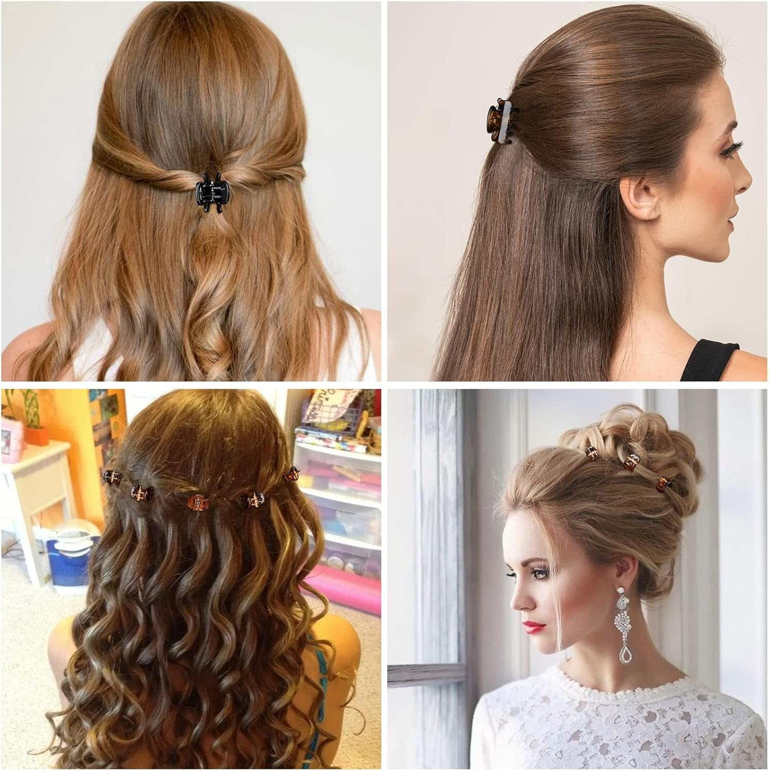 36 Pcs Small Hair Clips, Mini Hair Claw Clips for Medium Thick Hair, Plastic Hair Claws Pins Clamps for Girls, Toddlers Girls, Women (Black and Brown) image number 4