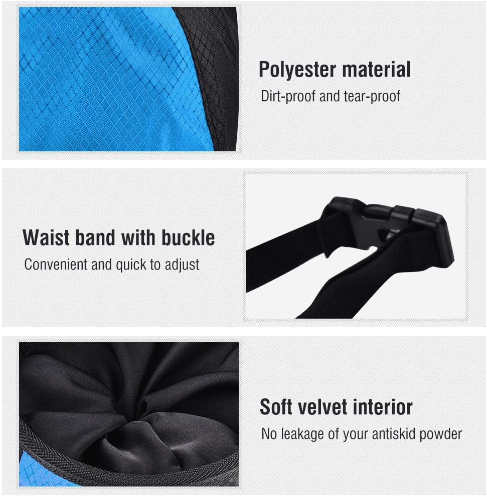 Climber Chalk Bag, Powder Bag Dirt-Proof Ployester Rock Climbing Bag, Body Building Gym Use for Mountain Climbing Lovers(Blue)