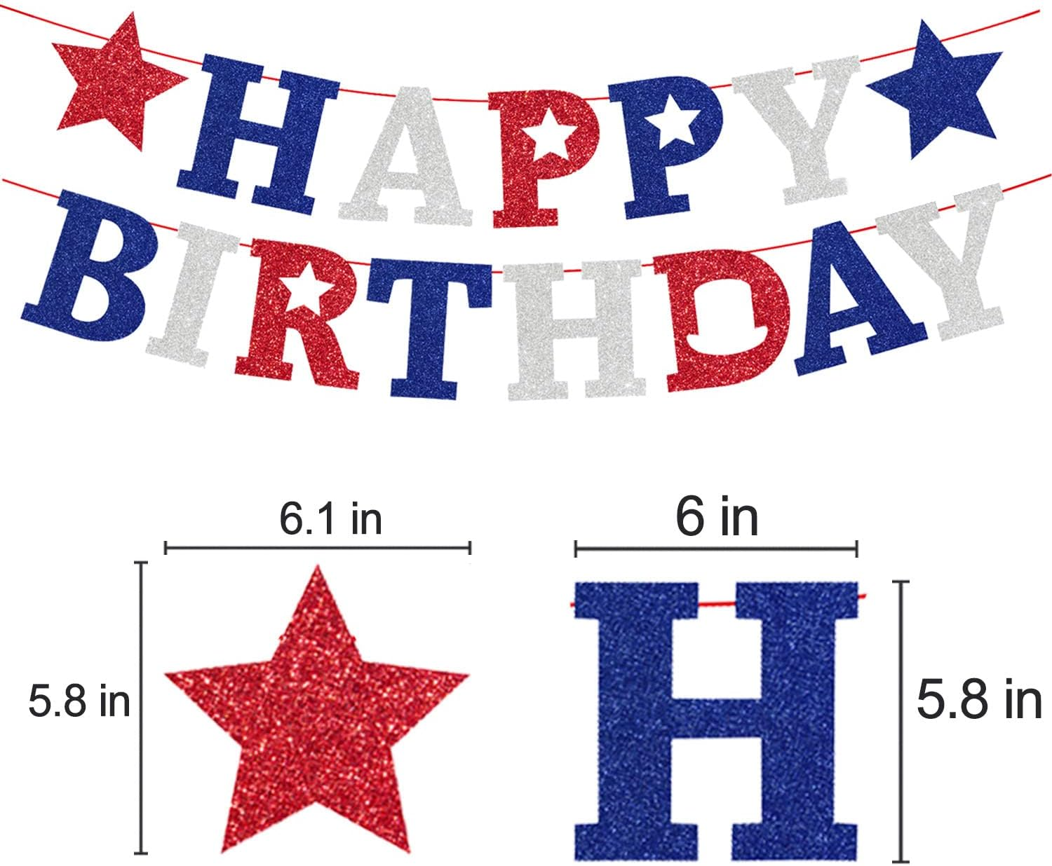 Patriotic Birthday Decorations 4Th of July Birthday Party Supplies Banner Garlands Cake Topper Cupcake Toppers Latex Balloons Independence Day Birthday Party Decorations image number 4