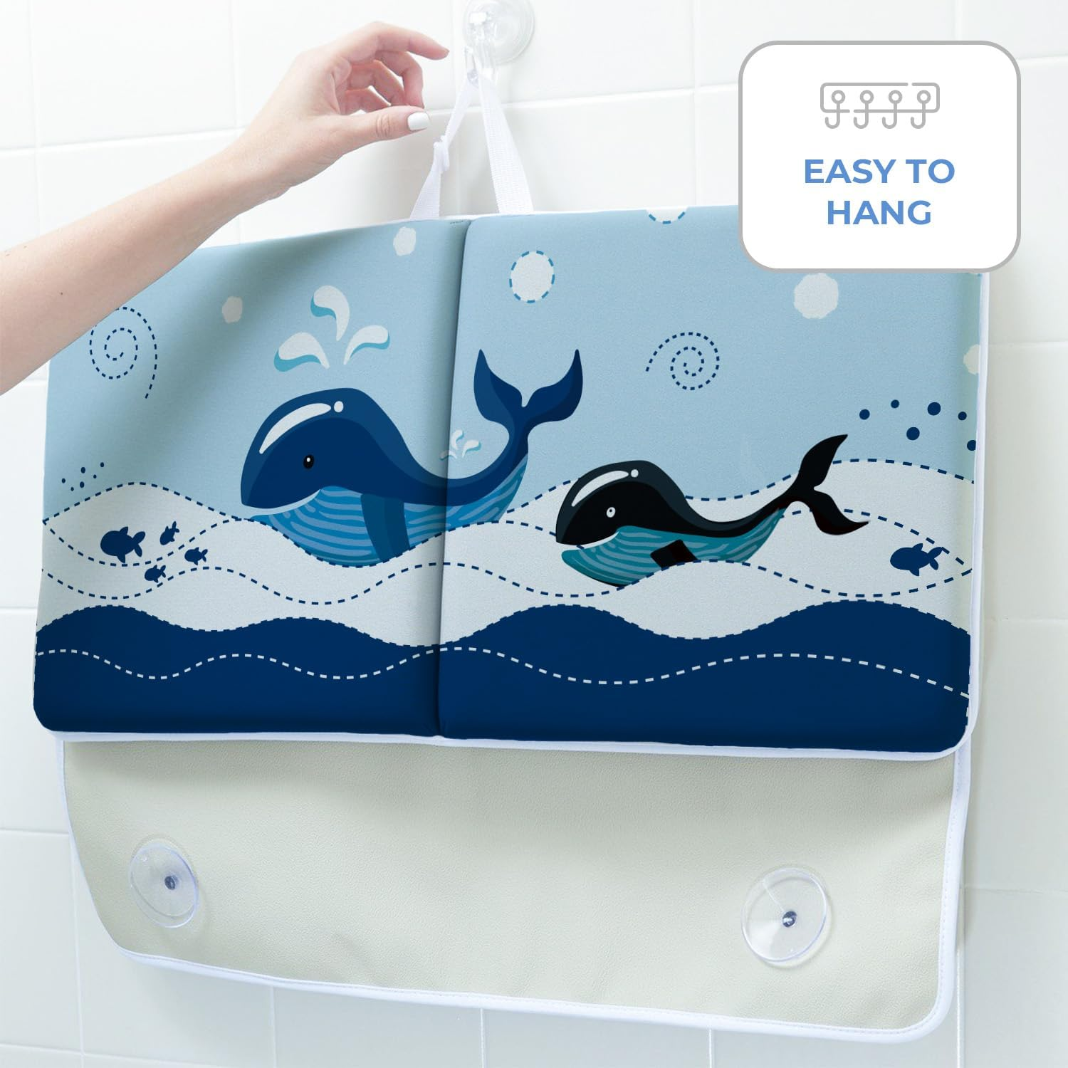 Baby Bath Kneeler and Elbow Rest Pad Set | 1.5" Thick Non-Slip Pads for Parents Comfort | 4X Extra Strong Suction Cups for Baby Bathtub Support & Accessories image number 3