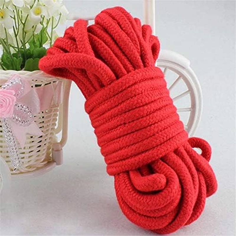 Soft Cotton Rope, 32 Feet / 10M Rope, 8Mm Thick, Soft Rope, Long Rope, Soft Tying Rope (Black + Deep Red) image number 1