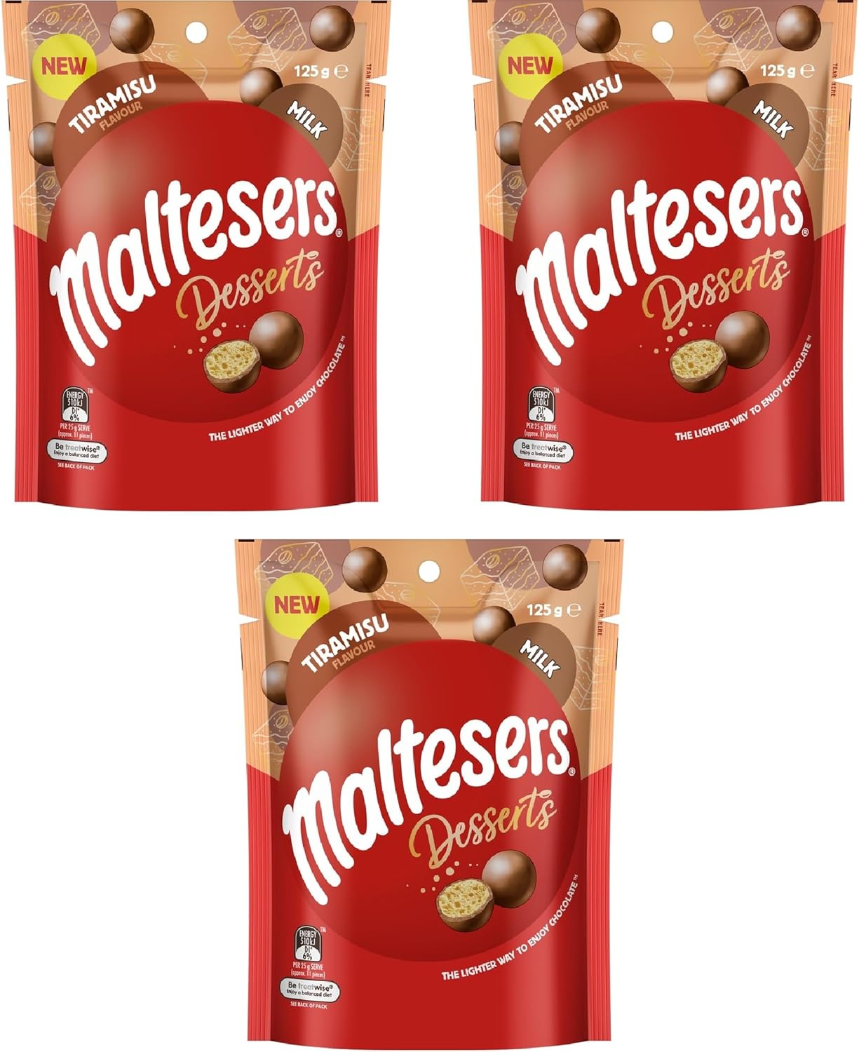 Australian Limited Edition Maltesers Desserts TIRAMISU Flavour Milk Chocolate Ball Snack 125Gx3Packs Made in Australia