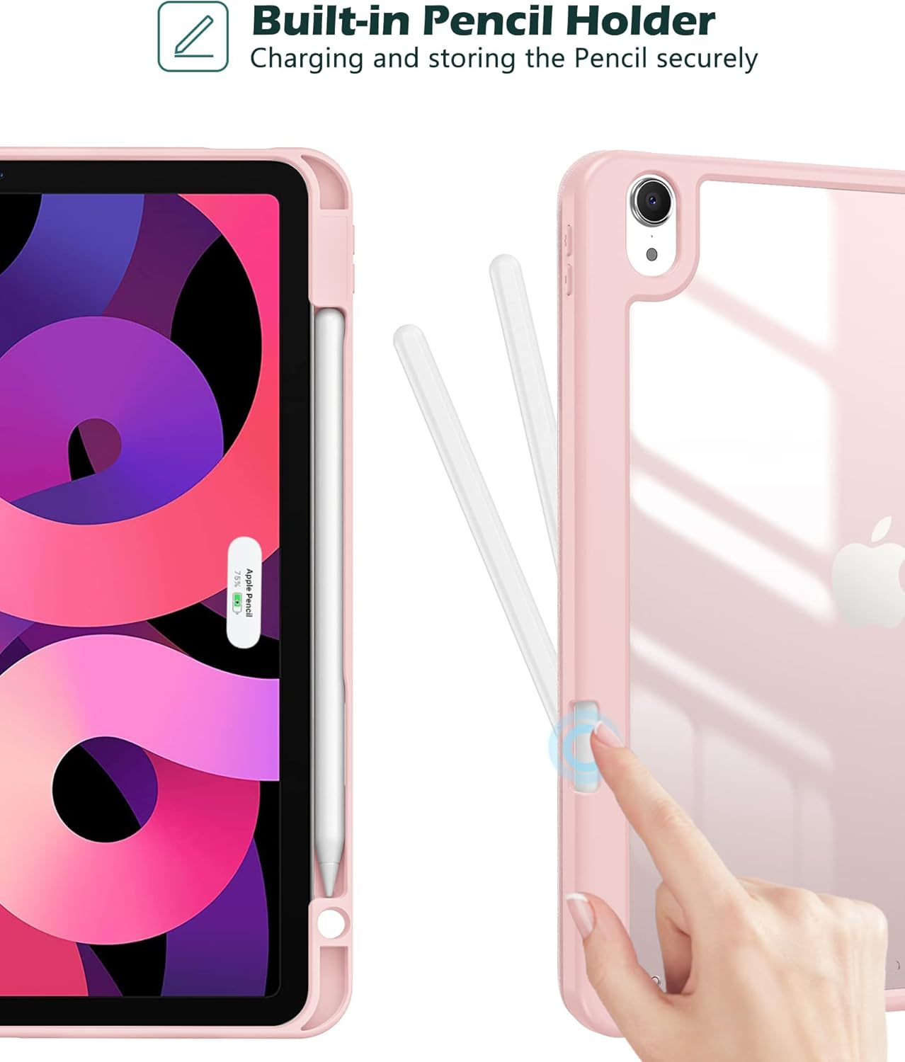 Procase Case for Ipad Air 11 Inch 2025 M3/ 2024 M2, 10.9 Inch Air 5Th/ 4Th Generation Case with Pencil Holder, Smart Protective Cover for Ipad Air 5 4 -Pink image number 6