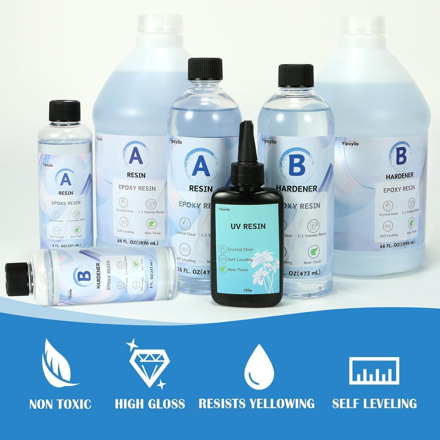 Epoxy Resin - 128 FL. OZ Easy Mix 1:1 Ratio Clear Resin Craft for Jewelry Making, Painting, Molds, River Tables and Etc. - 4000G image number 2