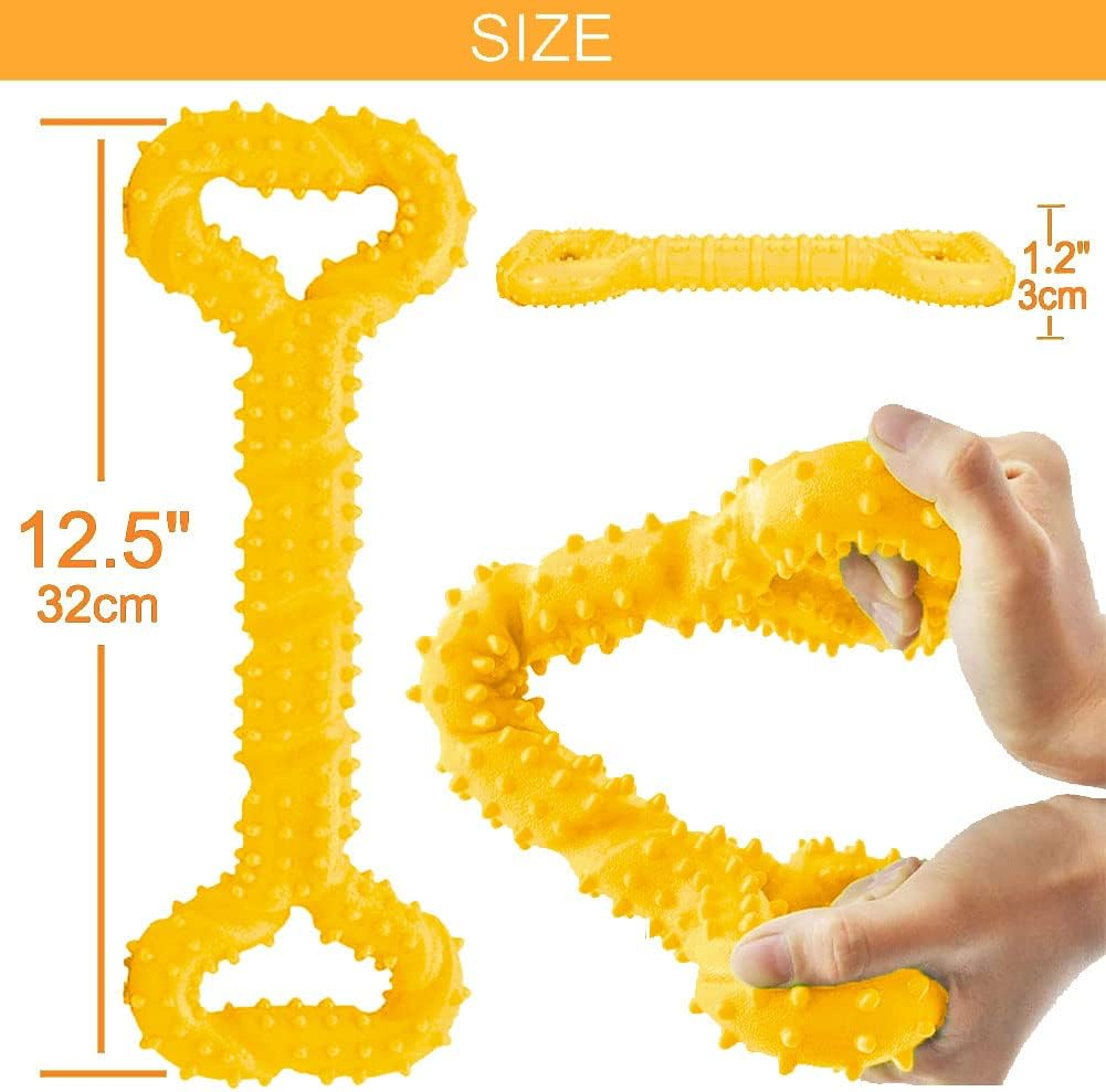 Dog Chew Bone Toy for Aggressive Chewers, Made of Hard Rubber, Durable Chew Toy, Durable and Virtually Indestructible, Cleaning Teeth and Massaging Gums (Yellow) image number 4
