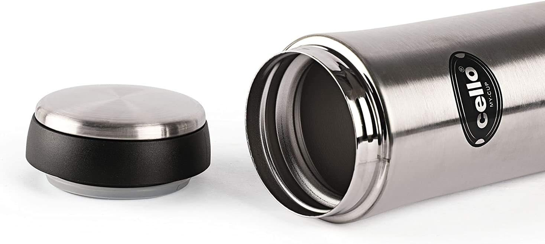 Cello My Cup Stainless Steel Vacuum Insulated Flask | 24 Hours Hot and Cold Threaded Lid Flask Bottle for Office Travel Home Outdoor | Silver - 500 Ml image number 4