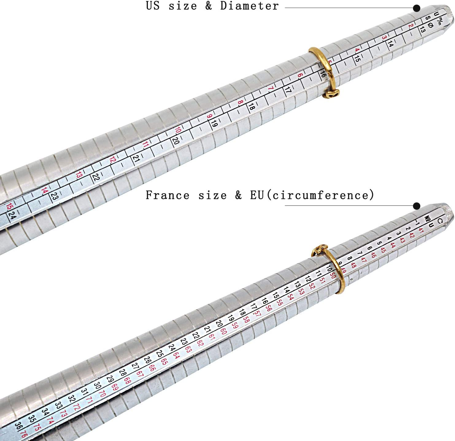 Ring Mandrel Sizer Tool with Metal Mandrel Finger Sizing Measuring Stick and Ring Sizer Guage of 27 Pcs Circle Models Jewelry Sizer Tool and Rubber Jewelers Hammer