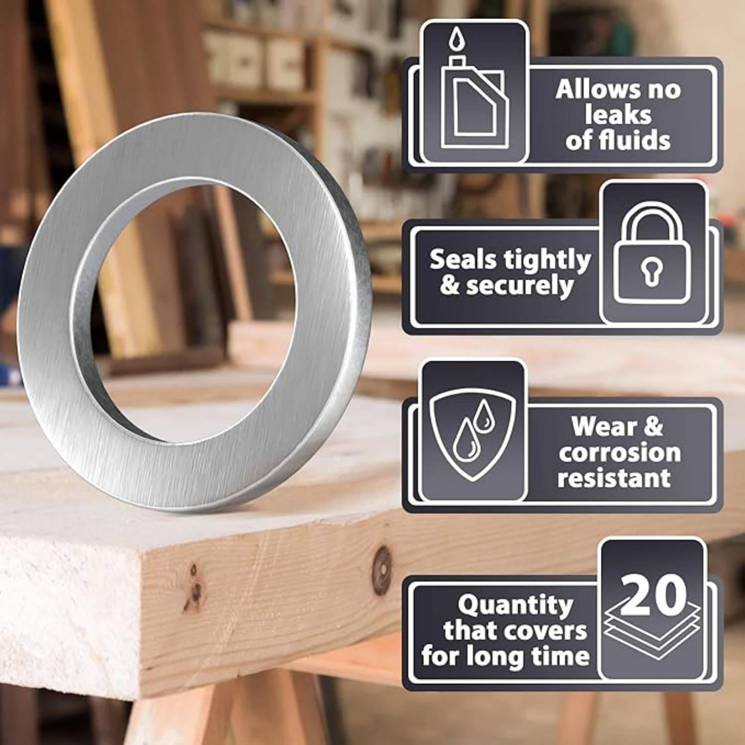 50PCS Aluminum Crush Washers Car Flat Sealing Gaskets Oil Sump Plug Washer Drain Plug Gaskets Plate Rings 20Mm OD 14Mm ID 1.5Mm Thickness