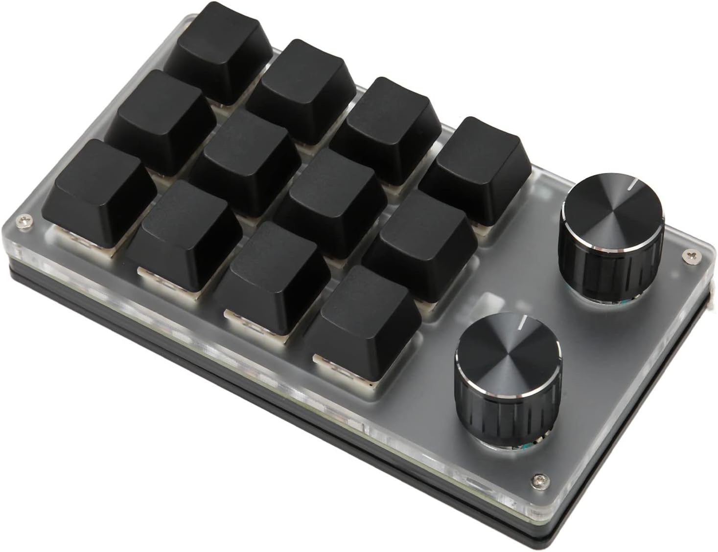 Mini Macro Mechanical Gaming Keyboard, USB Programmable Keypad with Knob for PC Gamer Office Media, Knob Design Ergonomic Design Dual Mode Keypad Oneclick (12 Keys with 2 Knobs) image number 2