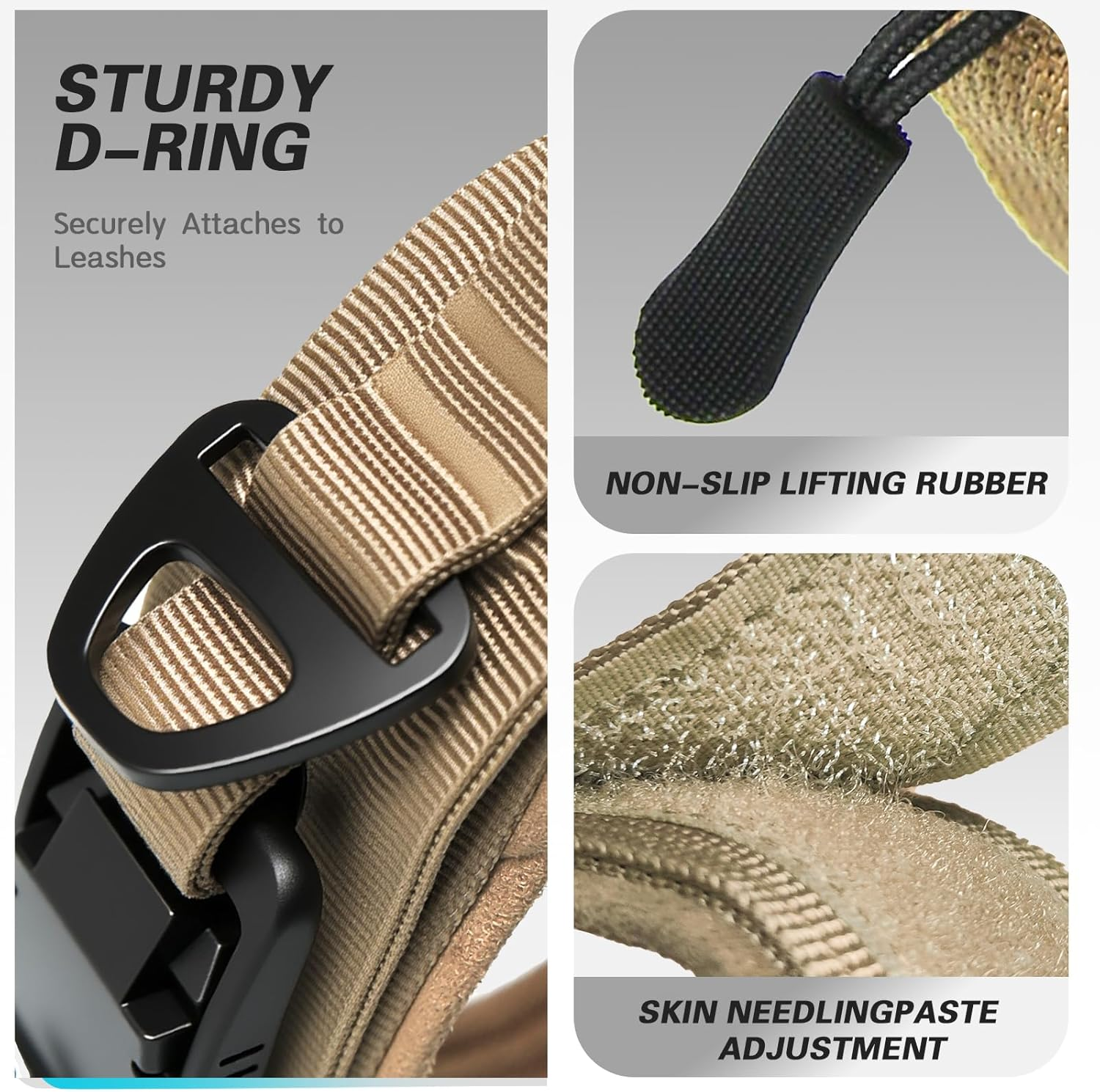 Nouri Tactical Dog Collar, Adjustable Military Training Nylon Collar with Breathable Soft Padded, Thick Pet Collar with Control Handle and Heavy Quick-Release Magnetic Metal Buckle for Dogs(M,38-44Cm) image number 2