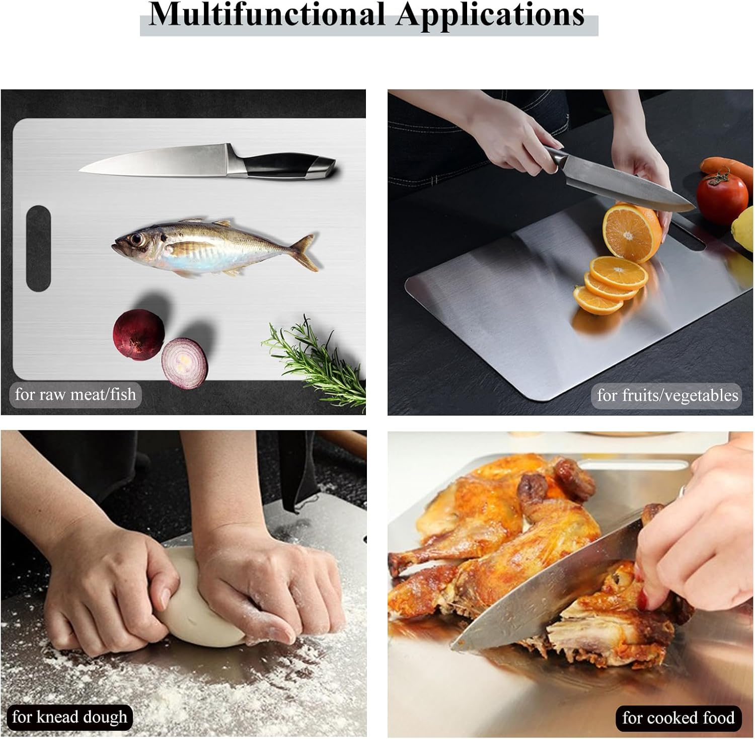Cutting Board for Kitchen,Stainless Steel ​Food-Grade Cutting Board Double Sided Multi-Functional Anti-Bacterial and Anti-Mold Cutting Board （39X28Cm）
