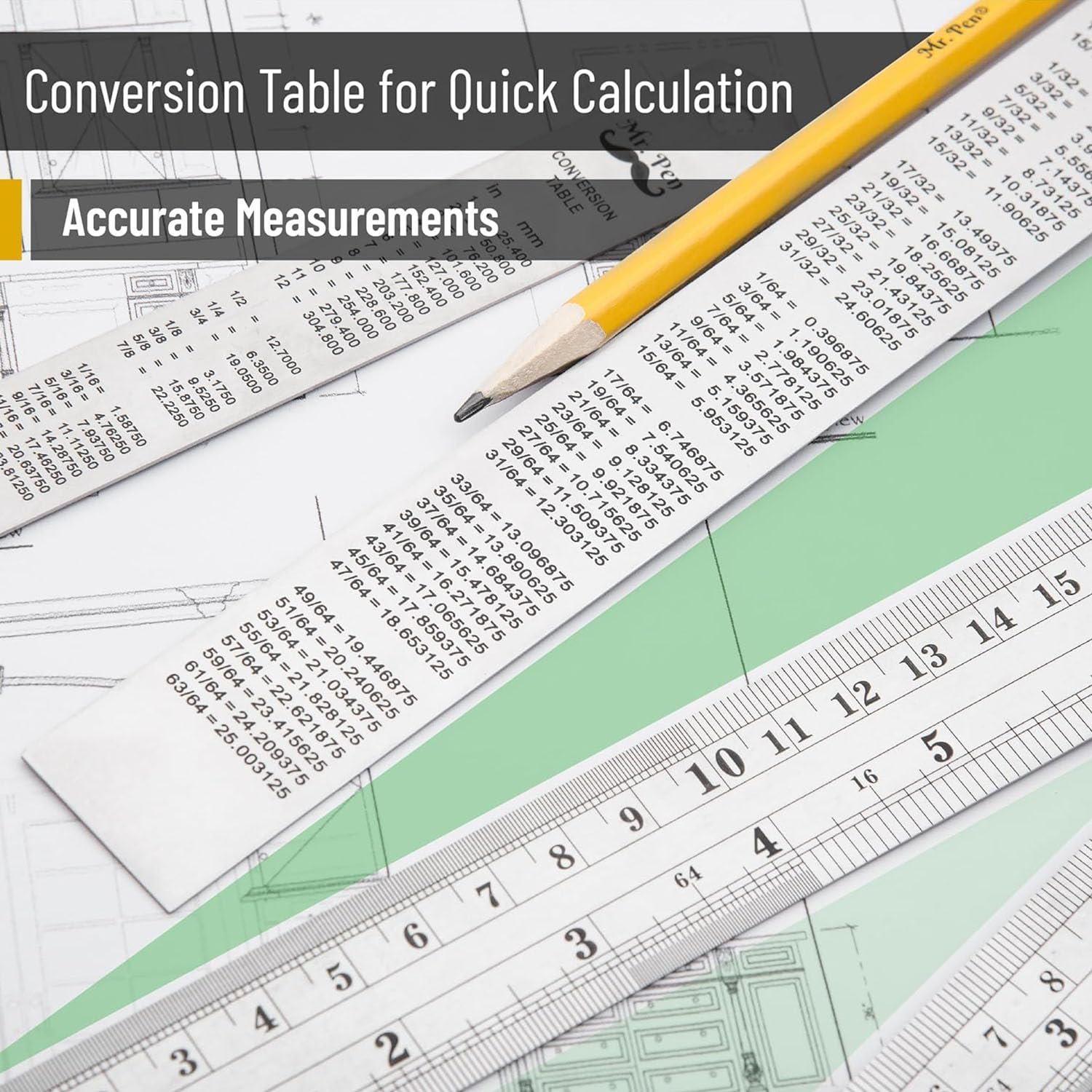 3 PCS Stainless Steel Ruler Set with Inch and Metric Graduation, Metric Metal Ruler Set, Mm Ruler, Double Sided Metal Rulers (15/20/30Cm) image number 4