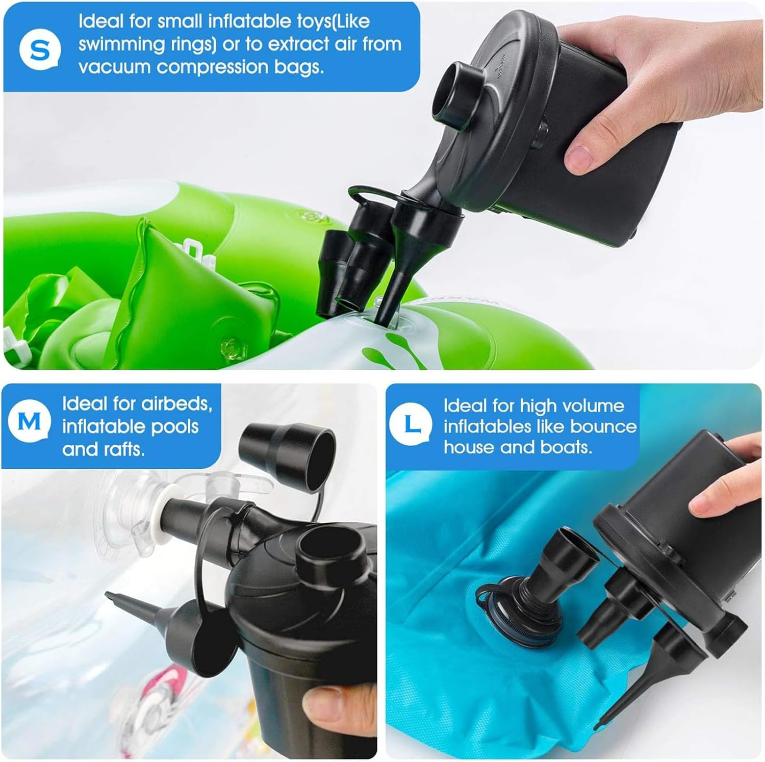 Air Pump for Air Mattresses and Inflatables, Quick Fill Inflator/Deflator for Camping, Inflatable Boats, Pools, Water Toys, and Air Beds image number 4