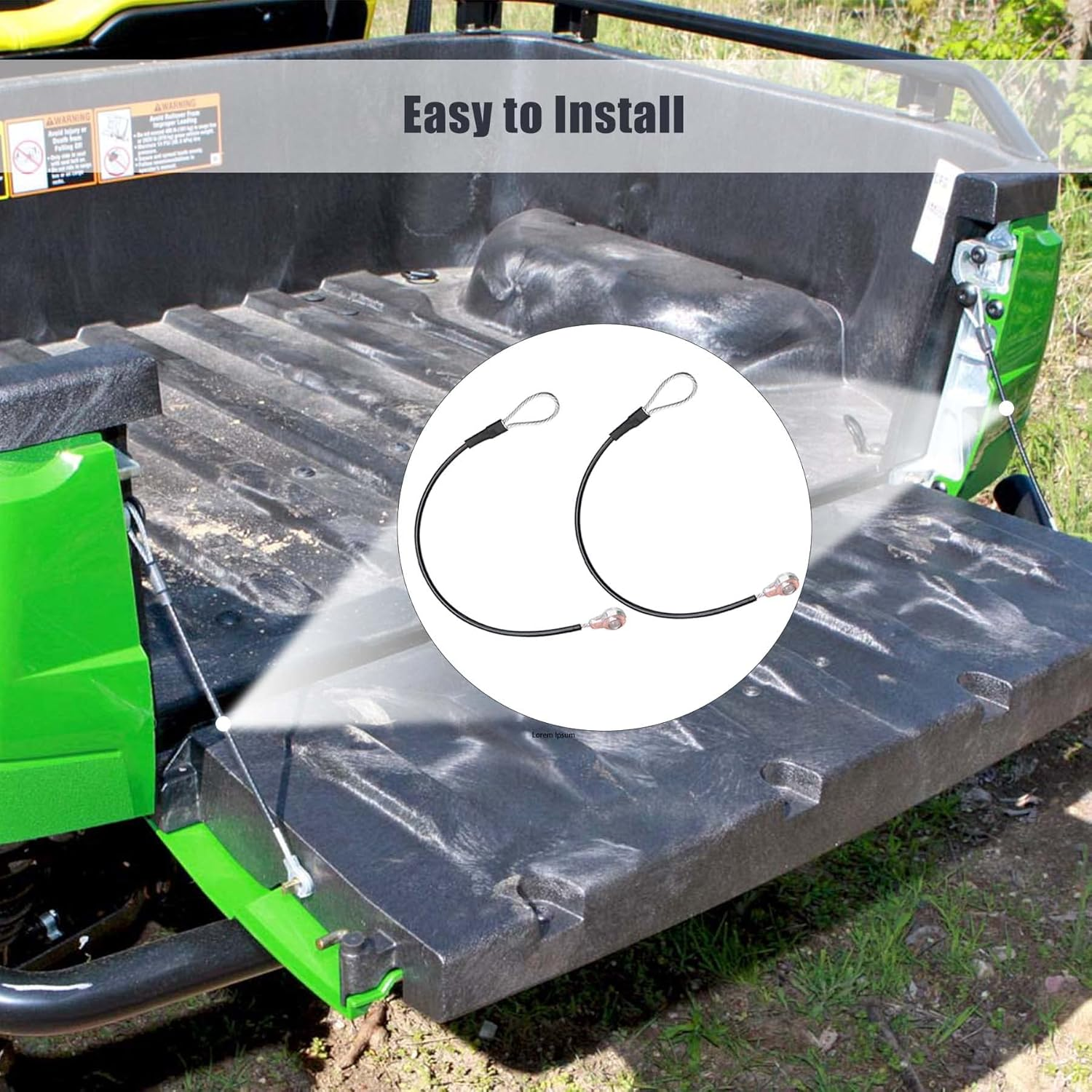 M159508 2Pcs Tailgate Equipment Cable Fit for John Deere Gators M TE TH TX XUV TH TX HPX615E HPX815E XUV825E/M XUV835E/M/R XUV855E XUV865E/M/R Tailgate Cables image number 2