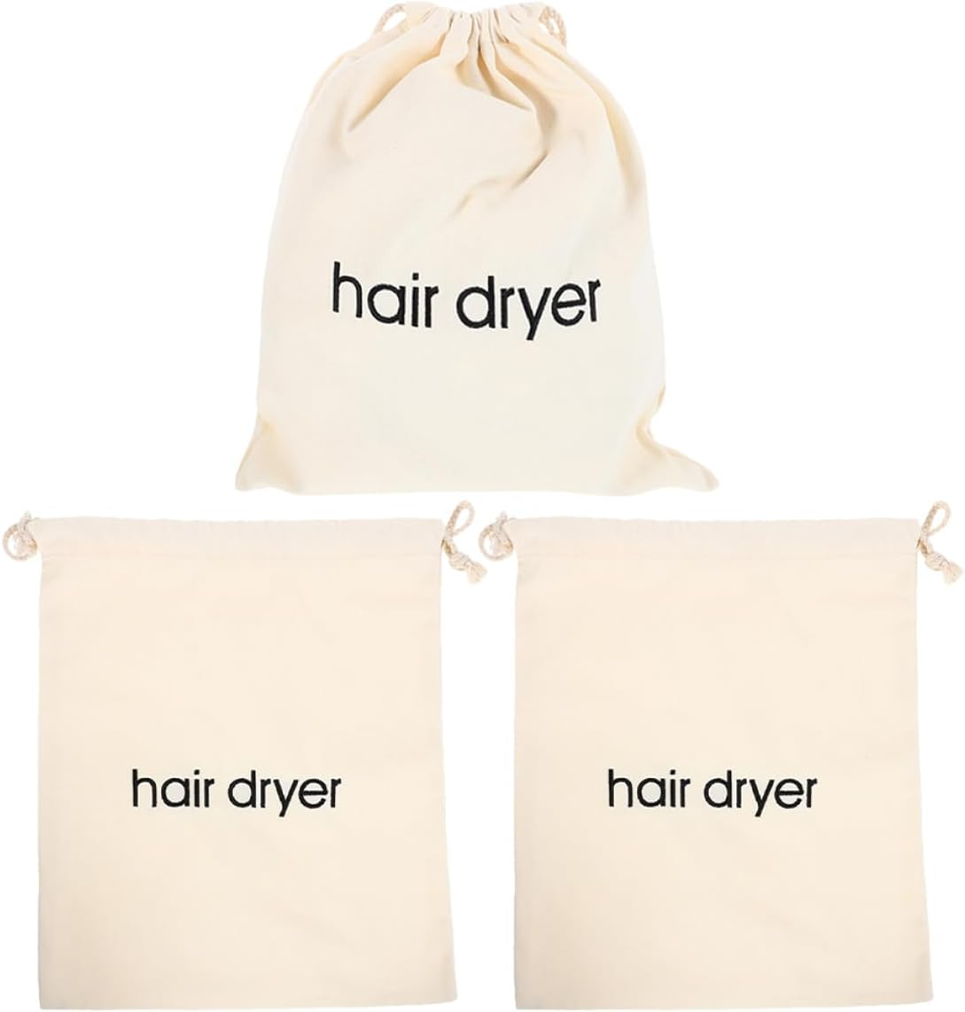 SAFIGLE 3Pcs Hair Dryer Bag Travel Drawstring Organizer for Home and Professional Use Large Cotton Storage Bag for Hair Tools image number 6