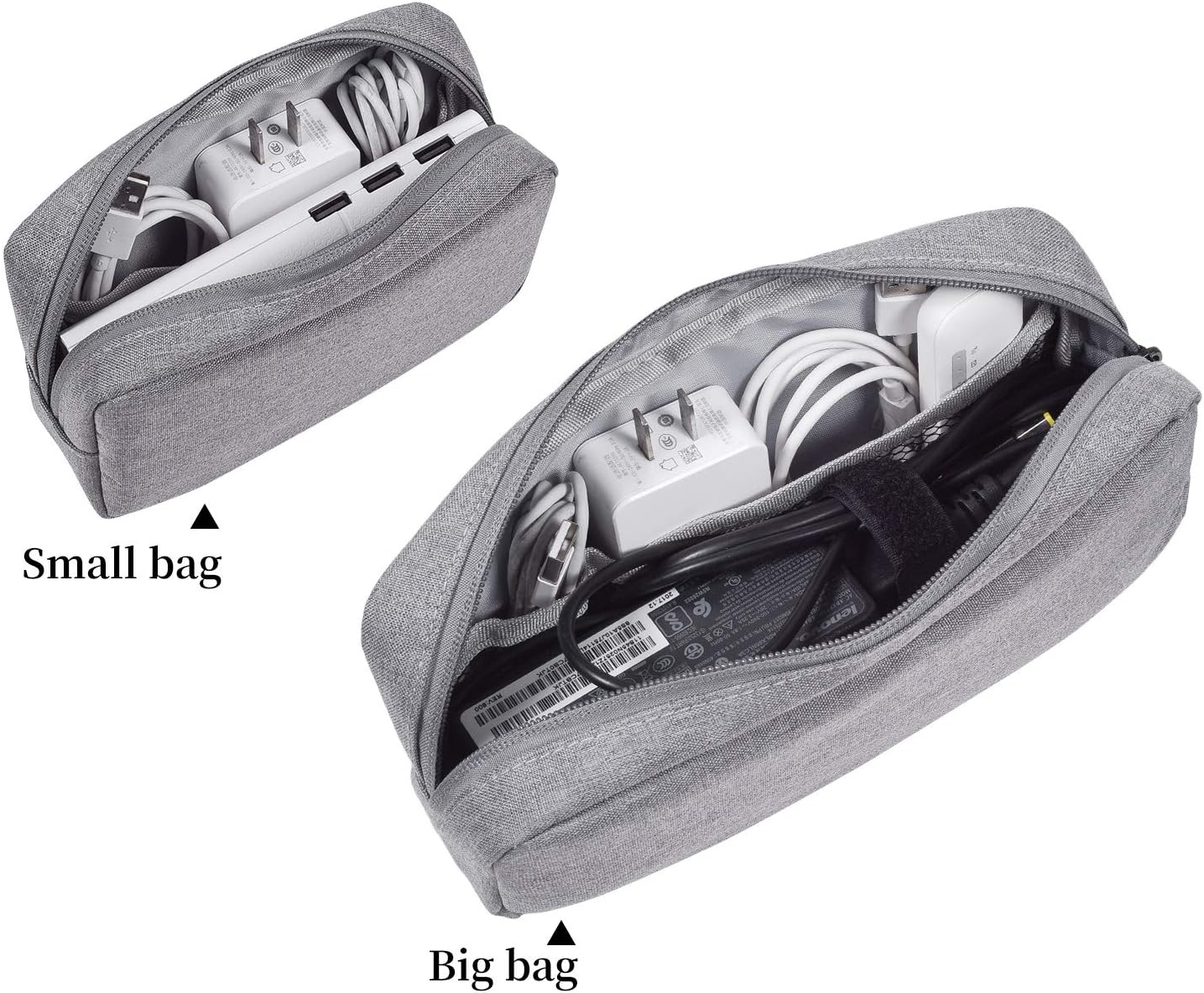 Electronics Accessories Organizer Bag,Portable Digital Storage Bag Cable,Power Bank,Charger,Charging Cords,Mouse,Adapter,Earphones More Out-Going,Business,Travel Gadget Bag,Grey(Small+Big) image number 6
