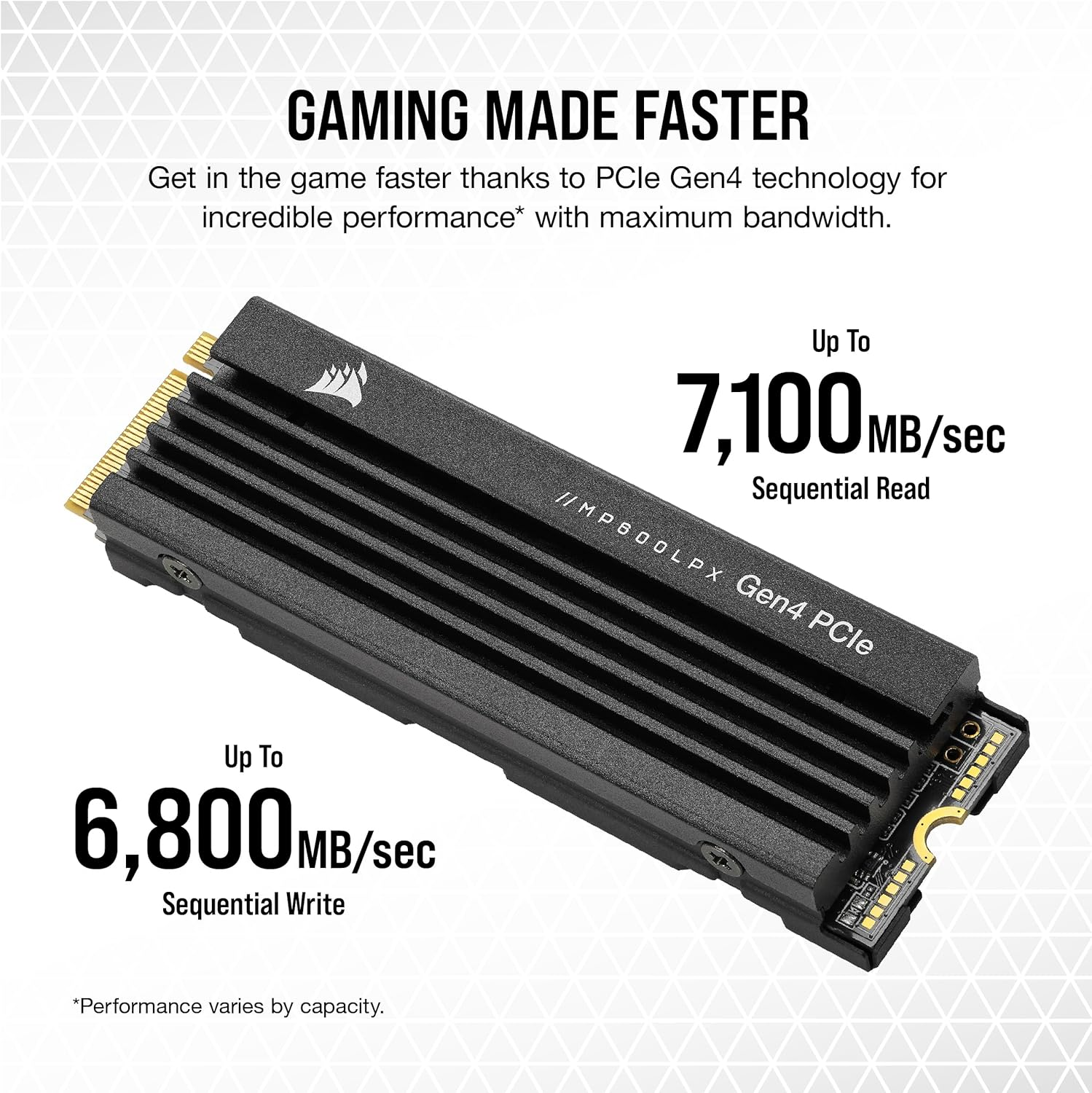 CORSAIR MP600 PRO LPX 8TB M.2 Nvme Pcie X4 Gen4 SSD - Optimised for PS5 (Up to 7,000Mb/Sec Sequential Read & 6,100Mb/Sec Sequential Write Speeds, High-Speed Interface, Compact Form Factor) Black