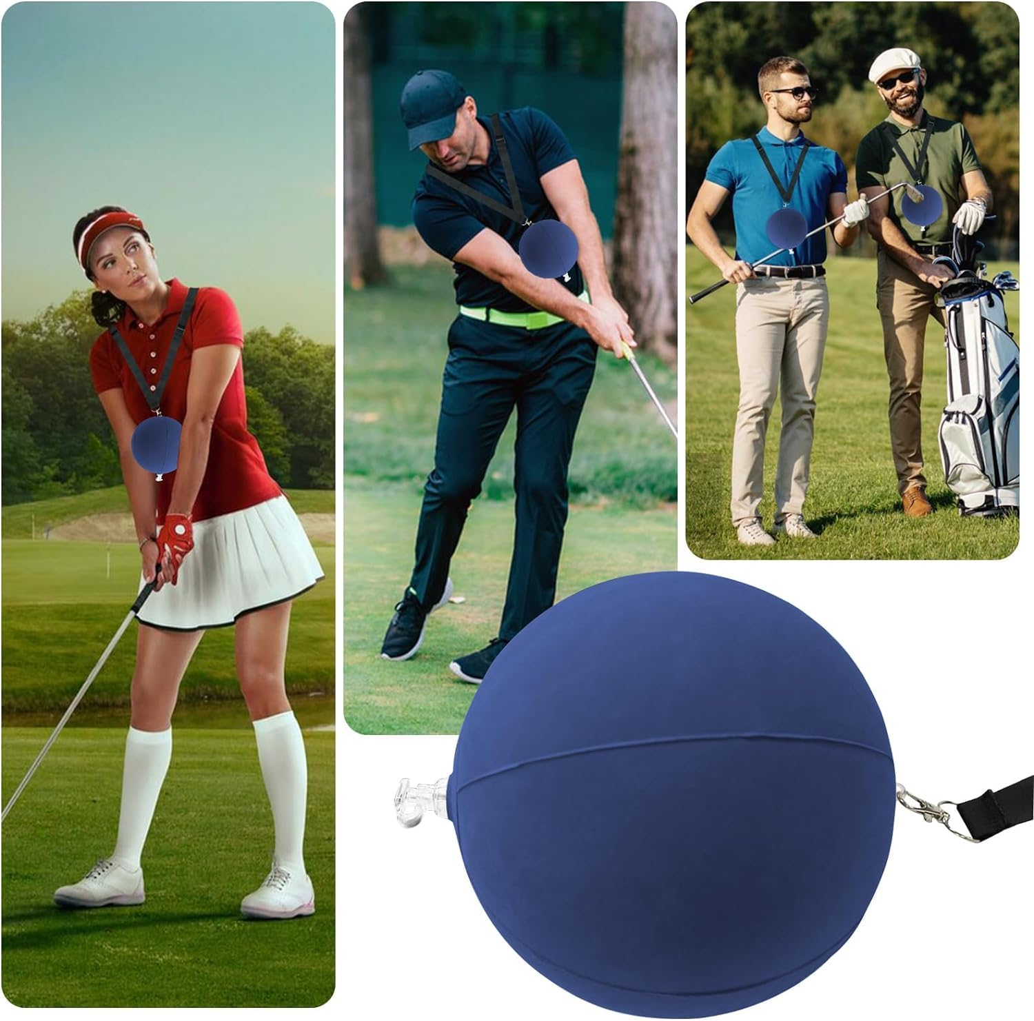 Smart Ball Golf Swing Training Aid Posture Correction Inflatable Tour Striker, 1Pc Golf Training Aid Golf Smart Ball Swing Training Aid,Golf Smart Ball Swing Training Aid Inflatable for Training,Blue - Black image number 3
