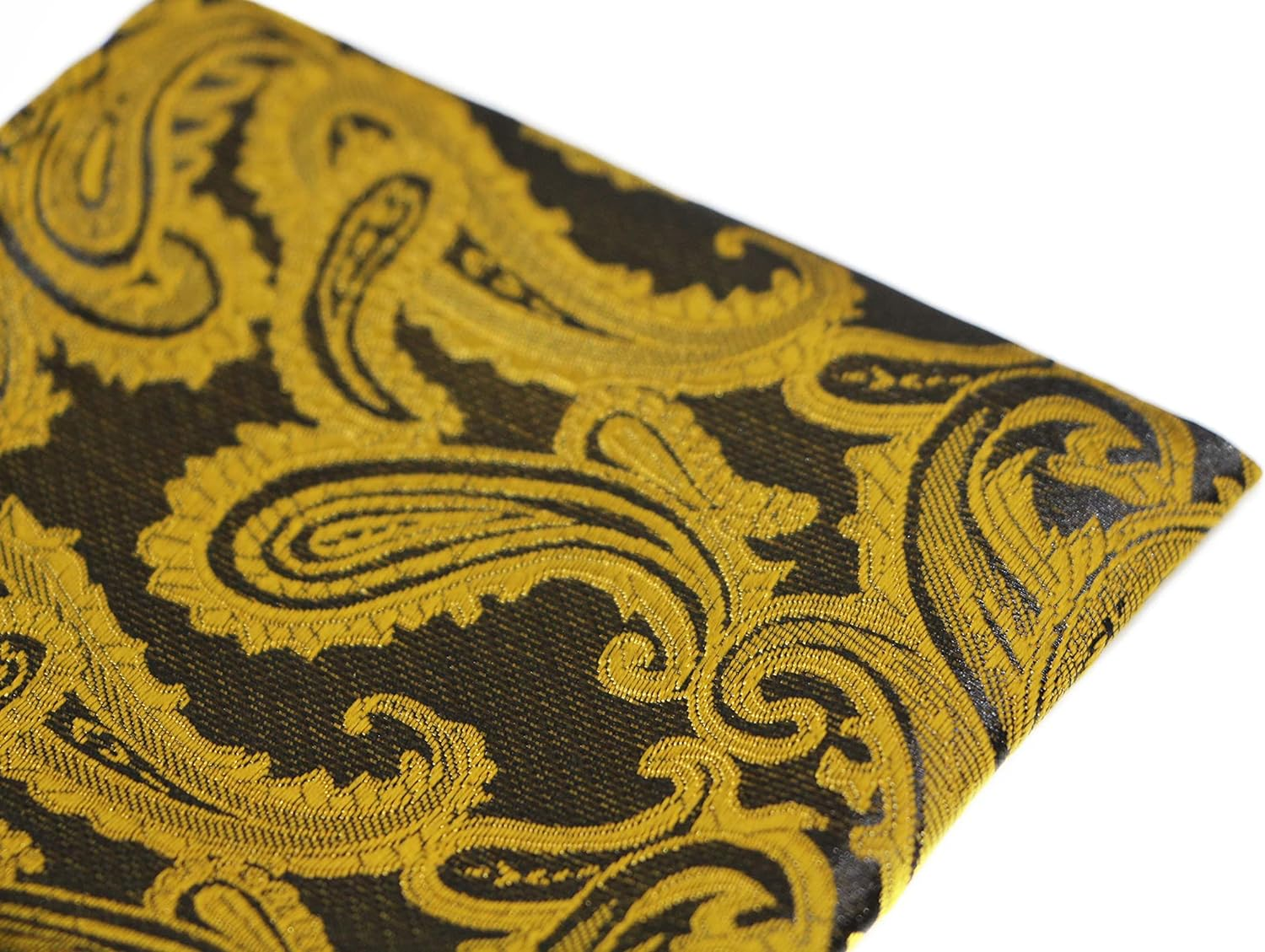 Mens Mustard & Black Paisley Pocket Square Mustard/Black image number 1