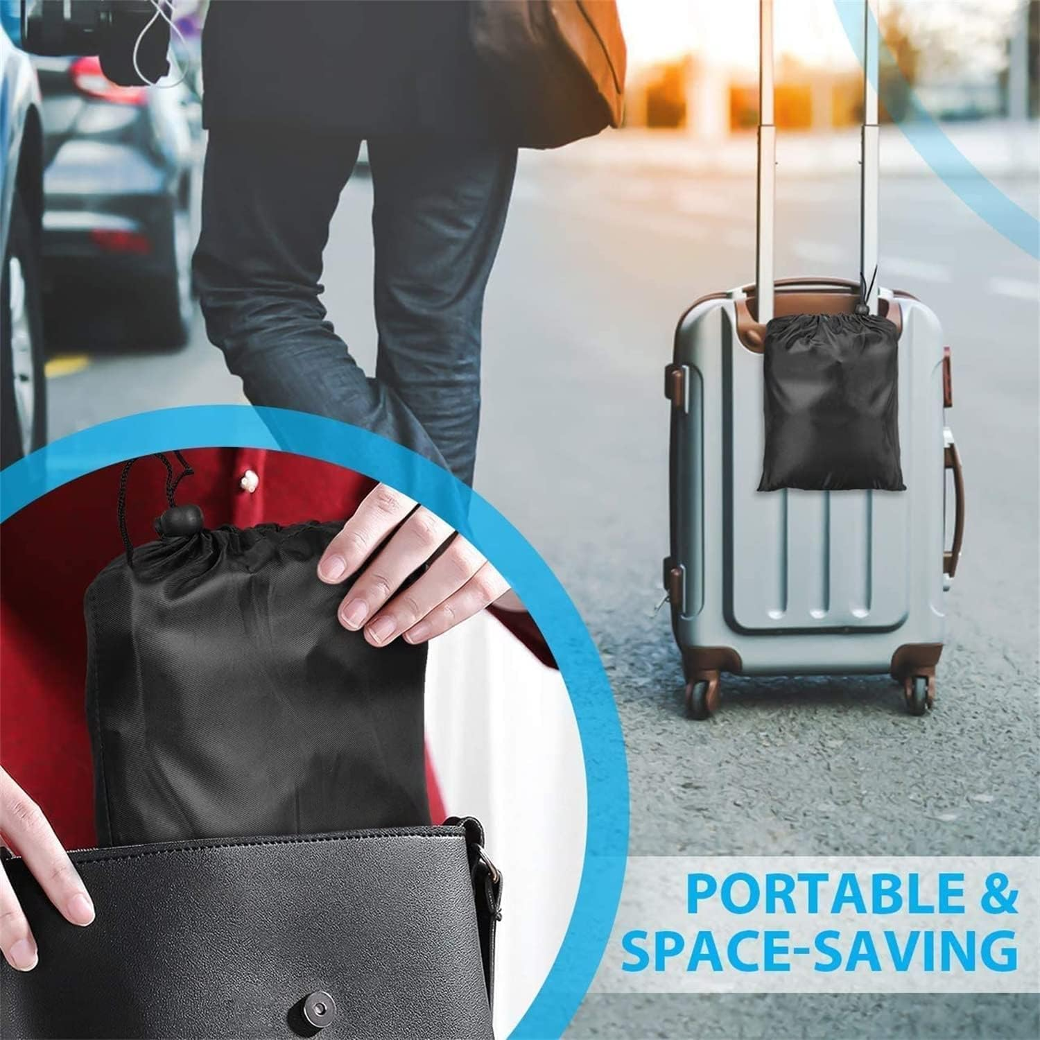 Foot Rest, Portable Travel Footrest Flight Carry-On Foot Rest Adjustable Height Foot Rest Travel Accessories Footrests Hammock, Black.