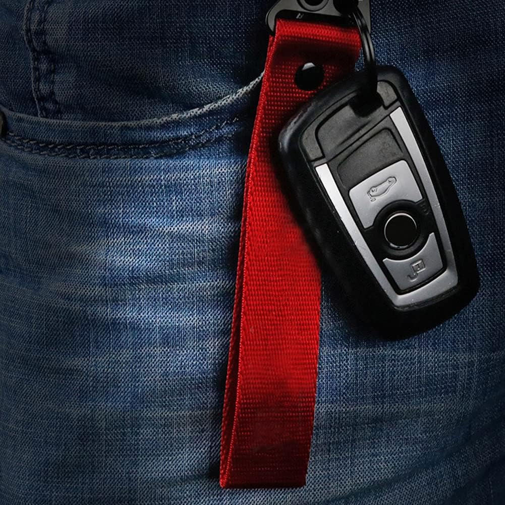 Dsycar Red Car Motorcycle Keychain Tag with 3 Key Rings - Unique Wristlet Strap Key Chain Holder for Men Women - Fu*K image number 5