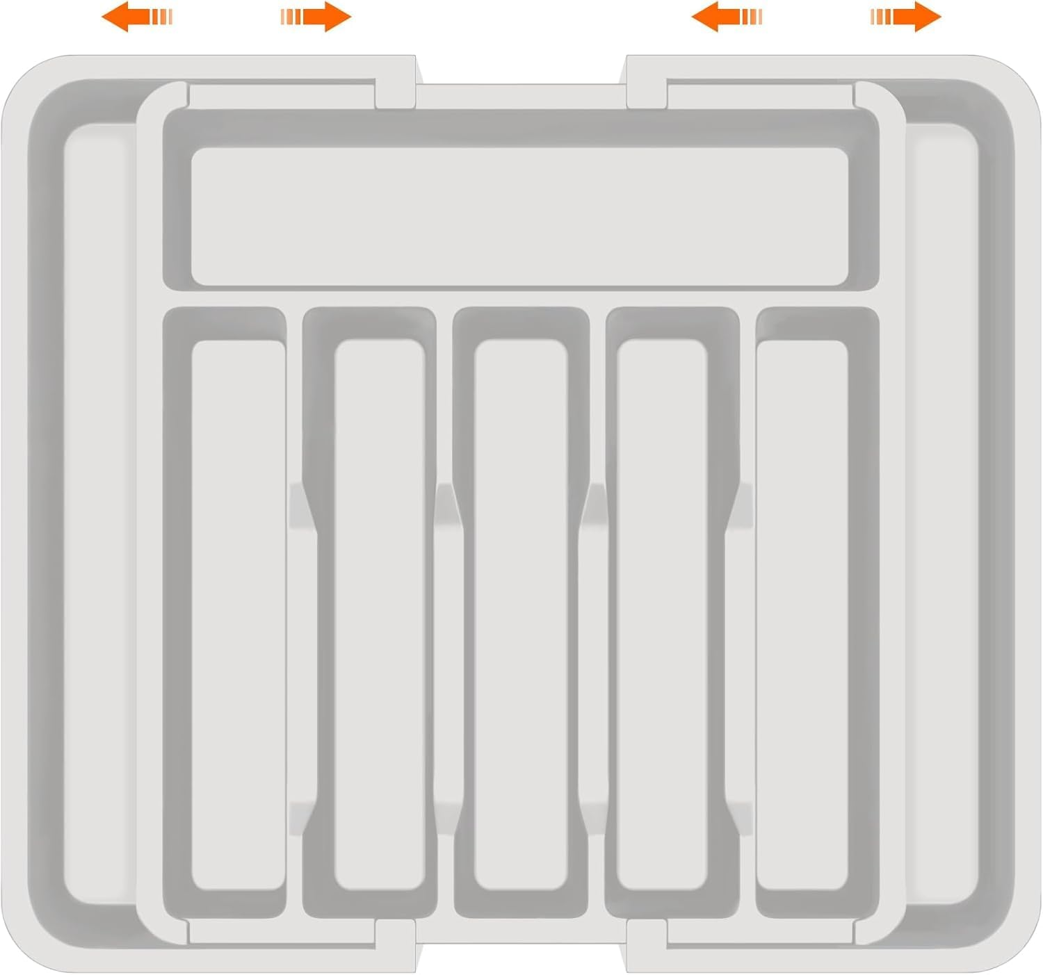 TCOTBE Cutlery Drawer Organiser, Expandable Utensil Tray for Kitchen, Adjustable Silverware and Flatware Holder, Compact Plastic Storage for Spoons Forks Knives, Large (White)