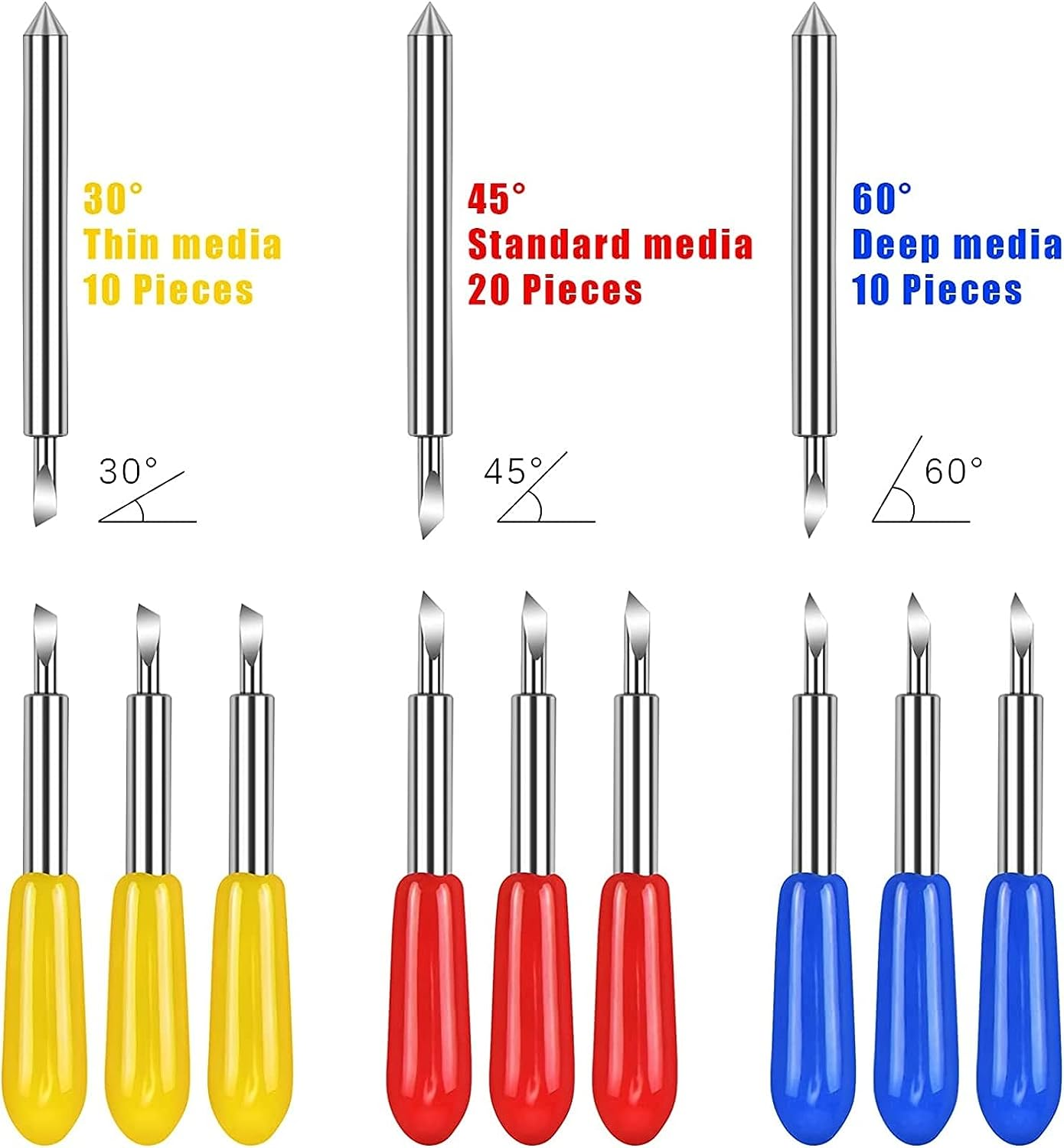 40 PCS Replacement Blades for Cricut Explore Air 2 - Cut Vinyl and Fabric with 20P 45&deg;, 10P 30&deg;, and 10P 60&deg; Blades