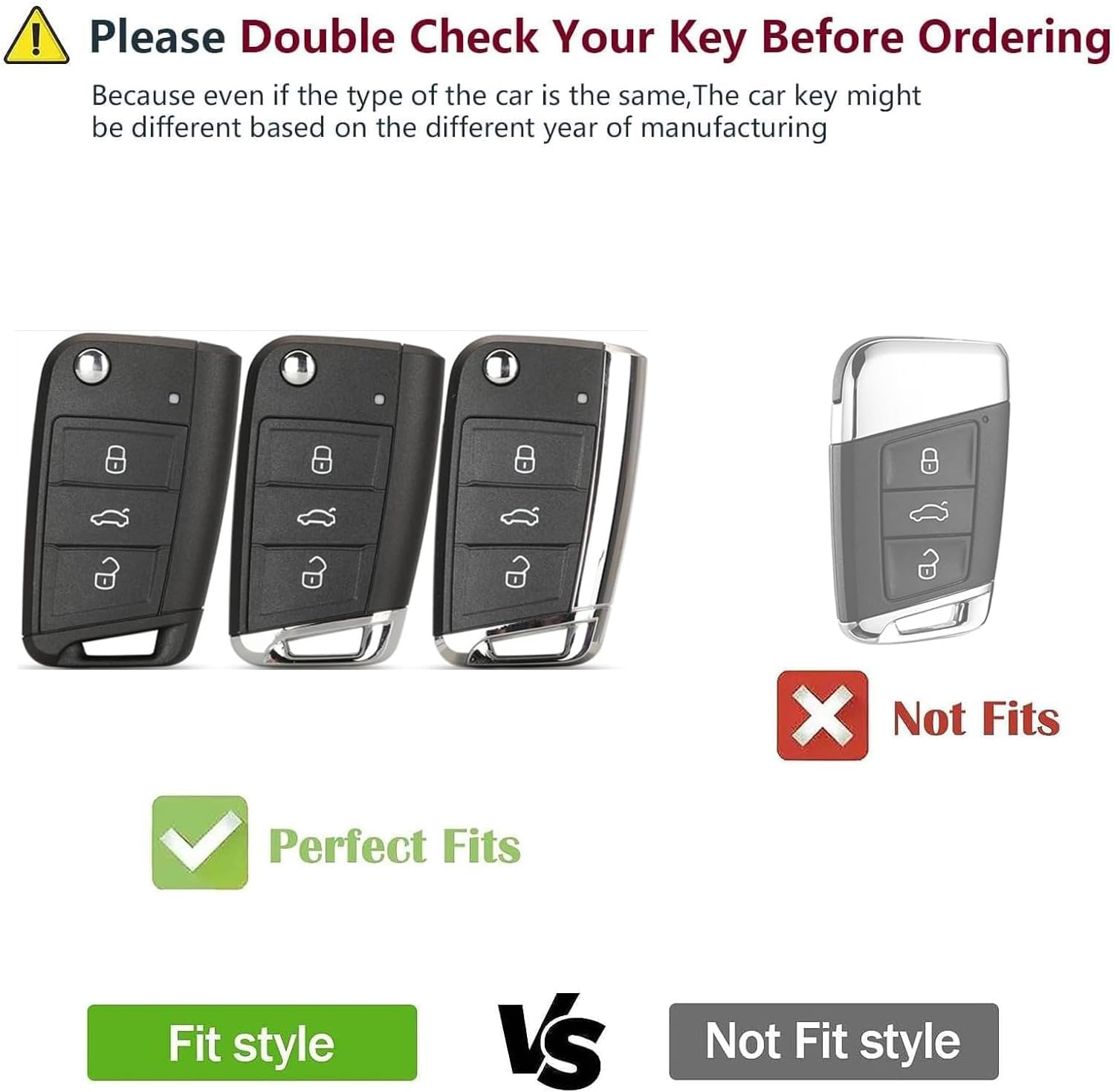 Misuyue Silicone Car Key Fob Covers for VW Golf 7 Mk7 Polo MK6 Touran Tiguan Tarraco T-Roc Seat Leon Cupra Ibiza Skoda Octavia Superb Kodiaq, 3 Button Remote Car Key Protection Case Accessories(Blue) image number 2