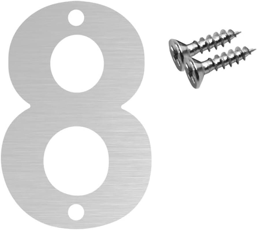 Bay Breeze Stainless Steel House Number Sign, 12Cm, Silver-0, Modern Elegant Style, Wall Mount, Outdoor/Indoor Use