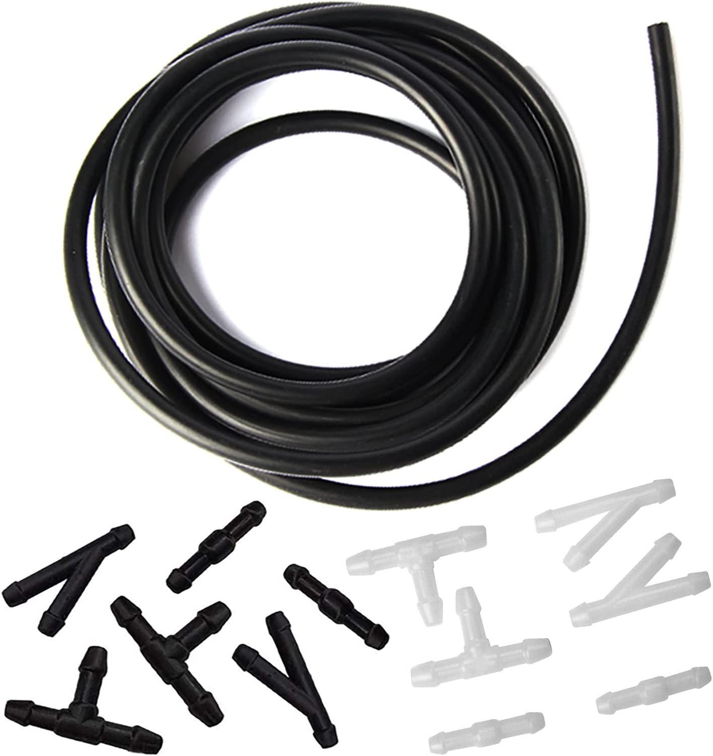 Windshield Washer Hose Kit - 4 Meter Universal Washer Fluid Hose with 12 Pcs Hose Connectors, Suitable for Most Windshield Washer Nozzle Installation, Connect Car Water Pump and Nozzles image number 4